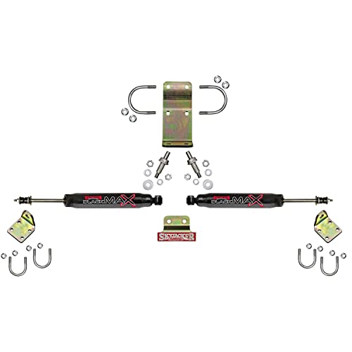 SKYJACKER Black Steering Stabilizer Dual Kit for Jeep Wrangler & Off-Road Trucks - Heavy Duty Shock Absorber for Smooth Ride & Enhanced Control