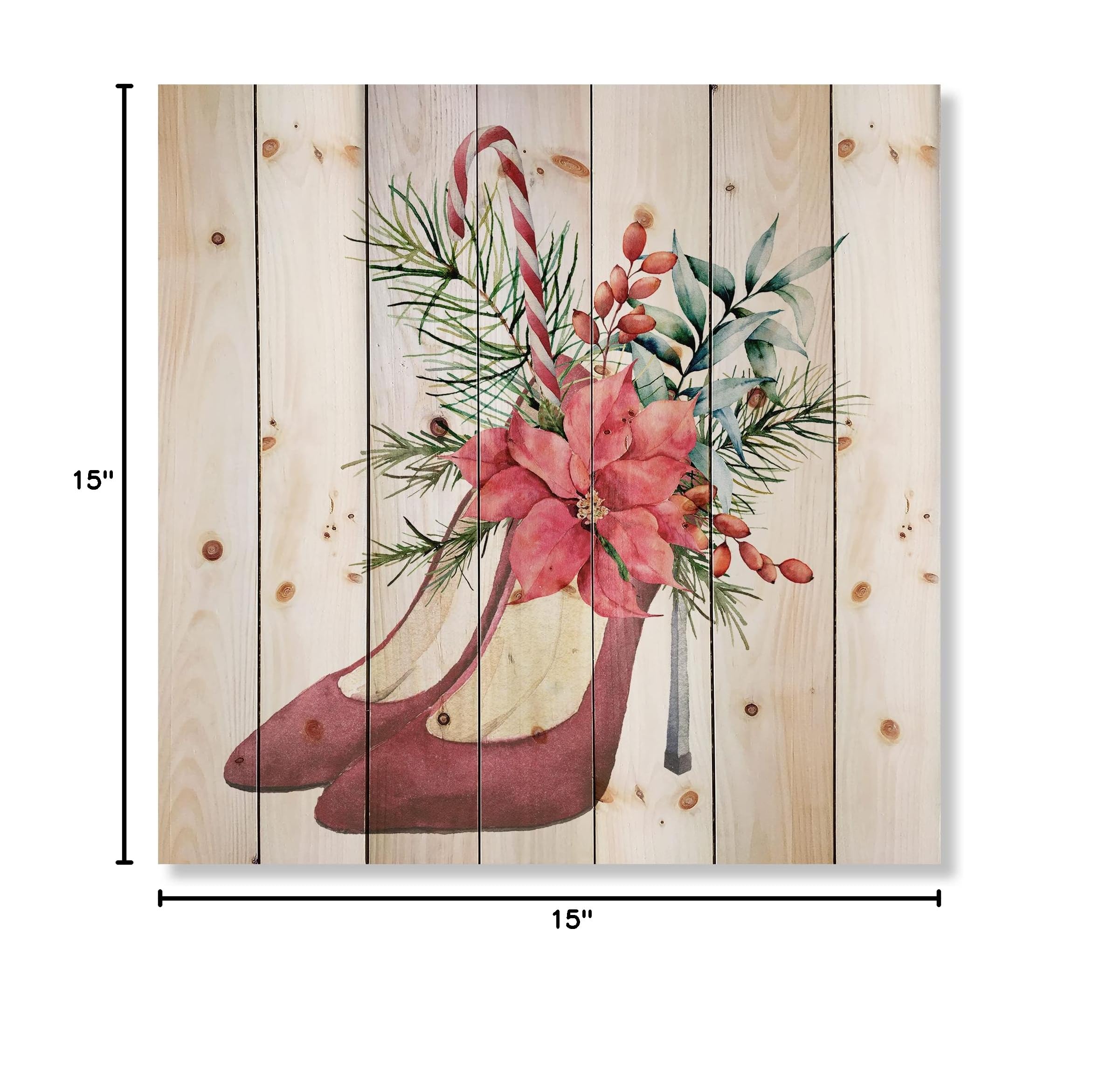 Red Suede Heeled Shoes with Floral Decor for Christmas Parties