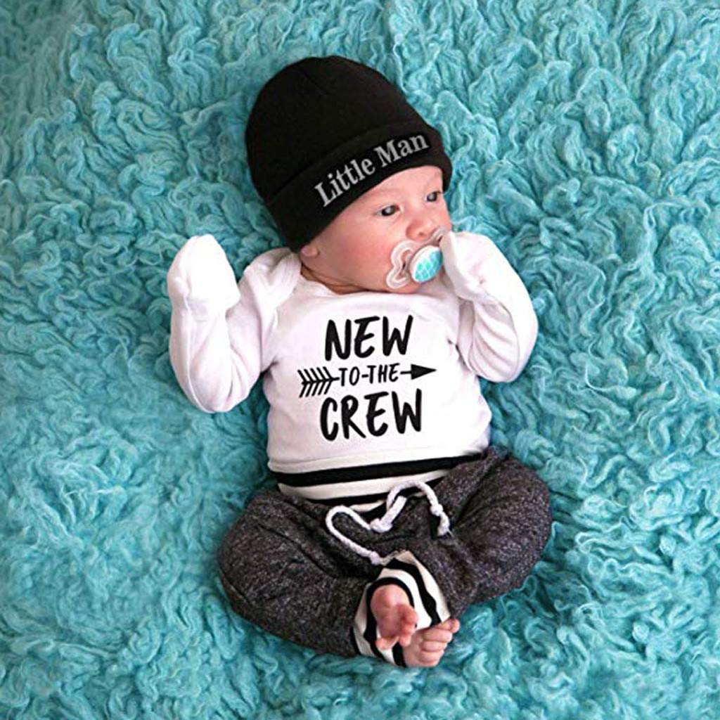 **Adorable Baby Boy Clothes Set – Letter Print Romper, Long Pants & Hat – 3-Piece Outfit for Newborns 0-18 Months (White, 12-18M) – Perfect for Daily Wear, Photoshoots & Special Occasions**
