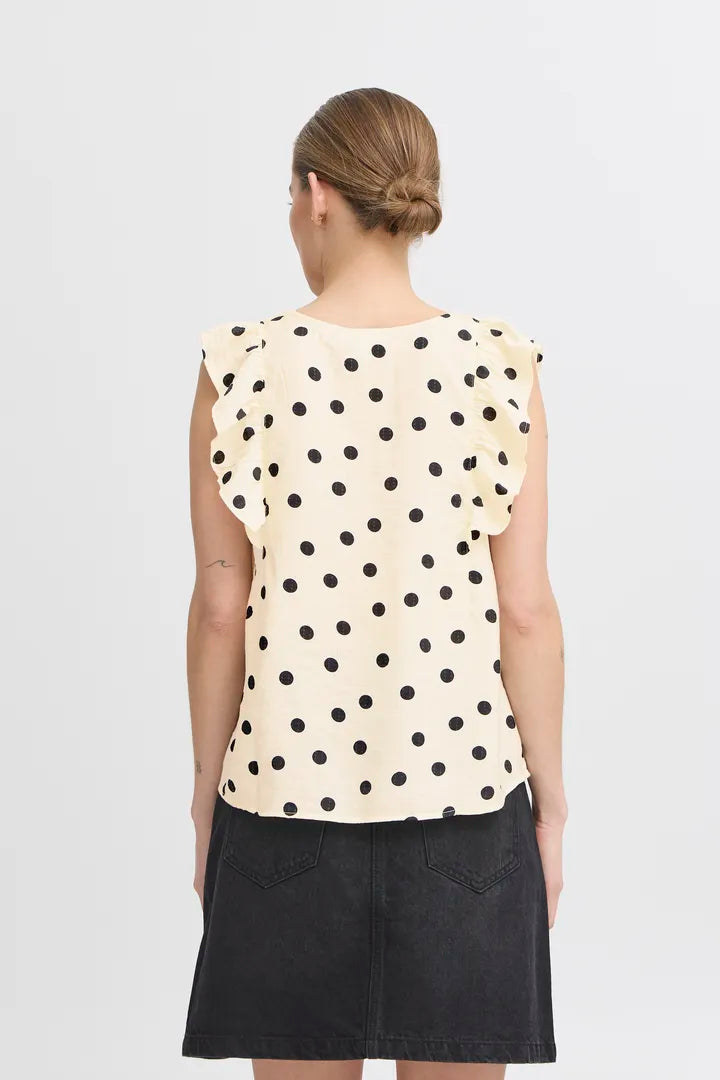 Dita Sleeveless Women's Top - Birch Dot Print Summer Blouse for Casual Wear & Date Night Outfits