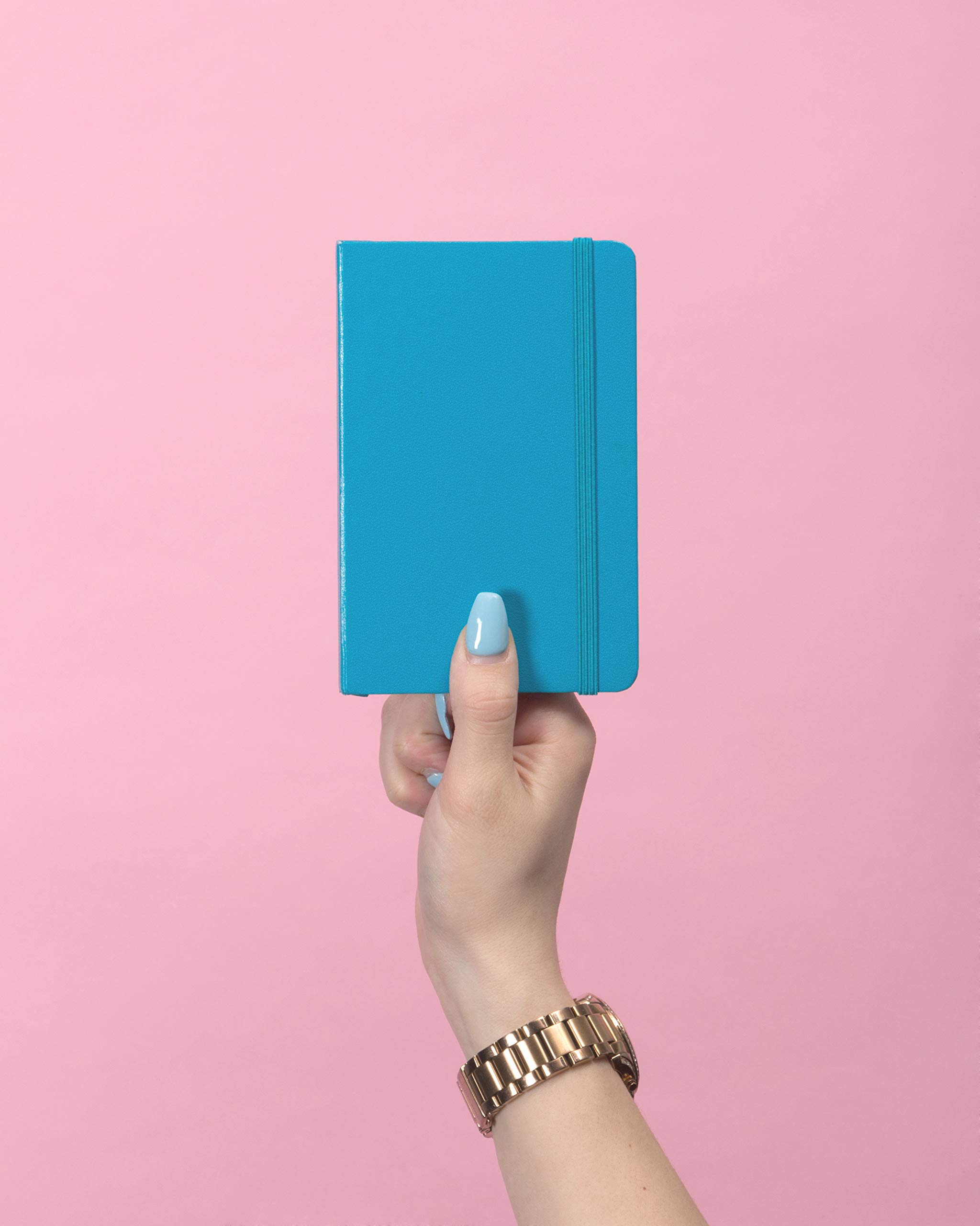 JAM PAPER Hardcover Notebook with Elastic Band - 4x6 Travel Journal, 70 Lined Pages, Caribbean Blue - Perfect for Travel, Office & School Notes - Sold Individually