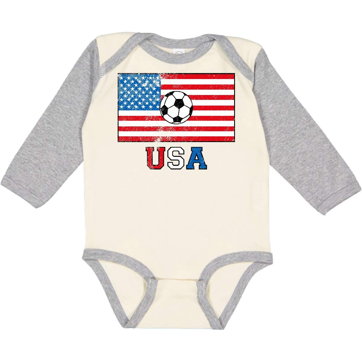 Inktastic USA Soccer Long Sleeve Baby Bodysuit - Soft Cotton Infant Onesie for Boys & Girls - Perfect for Game Day, Team Spirit & Family Photos