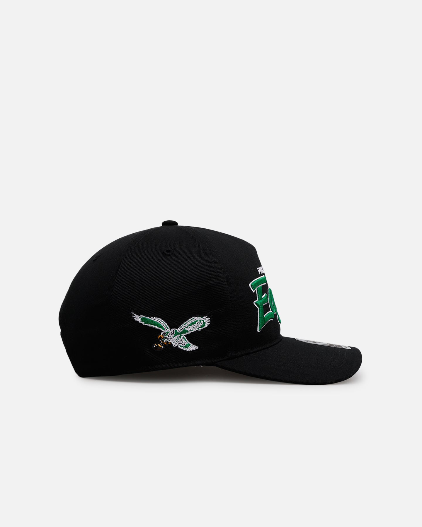 47 Brand Philadelphia Eagles 'Black Dome Script' 47 Hitch Snapback Black Hat - Adjustable Baseball Cap for Men & Women - Perfect for Game Day, Sports Events & Casual Wear