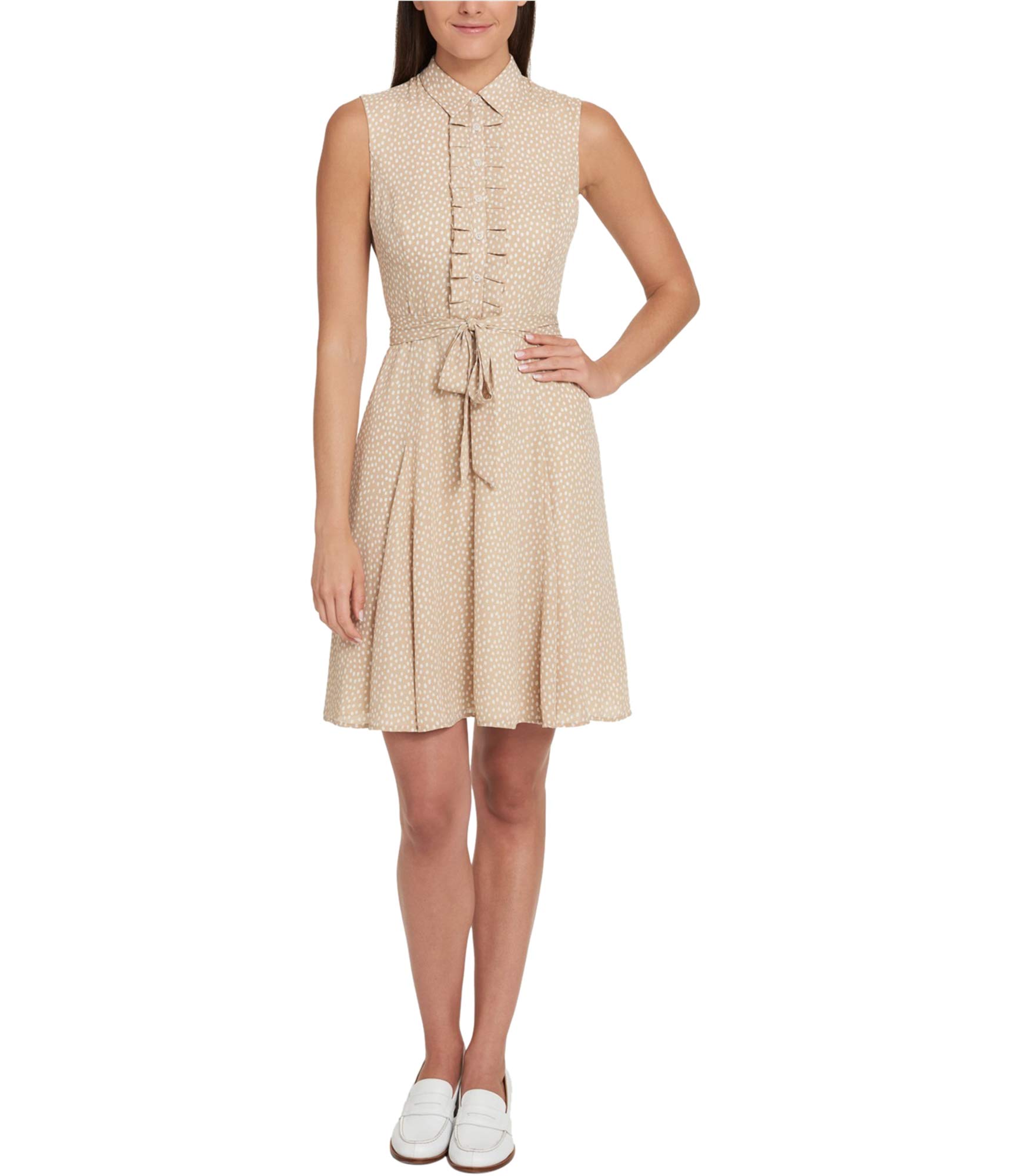 Tommy Hilfiger Women's Ruffled Shirt Dress - Elegant Floral Print Casual & Office Wear for Spring & Summer