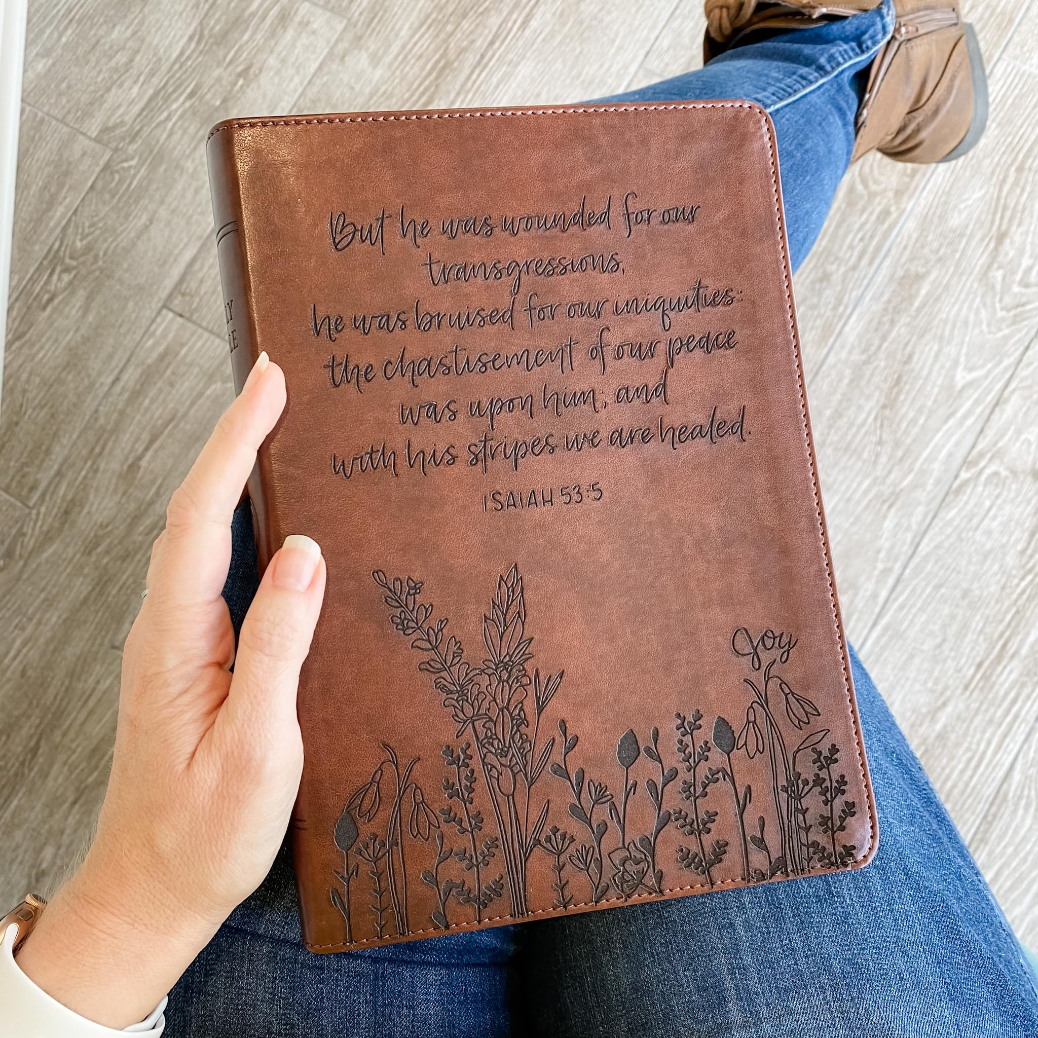 Hand Lettered & Laser Engraved ESV Wide Margin Red Letter Bible - Personalized Christian Gift with Custom Name Engraving | Perfect for Baptisms, Weddings & Bible Study