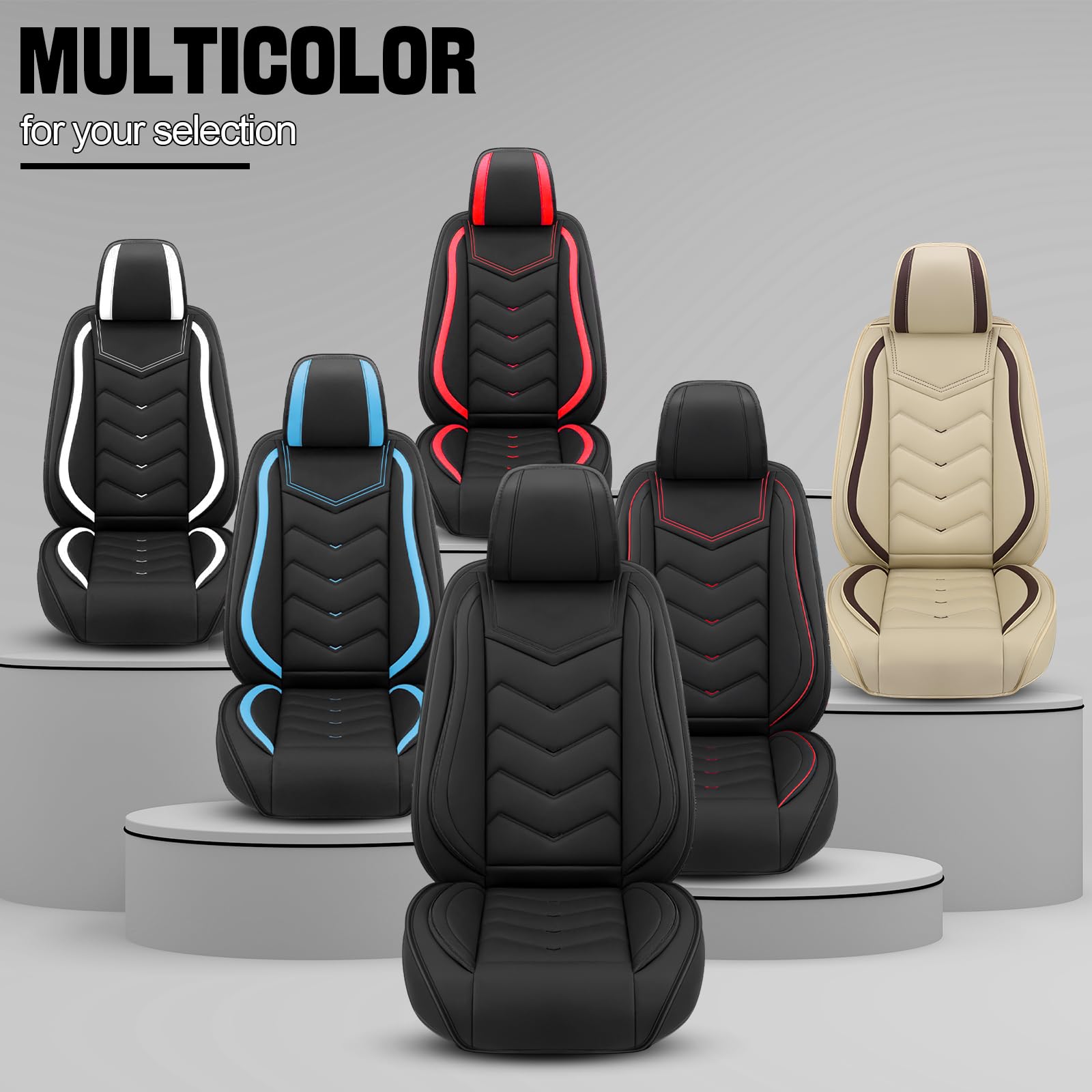Premium Non-Slip Waterproof Car Seat Covers for Toyota Highlander 2001-2024 - Nappa Leather Driver & Passenger Seat Protectors (Black, 2-Piece Set) - Perfect for Road Trips, Daily Commutes & Pet Protection