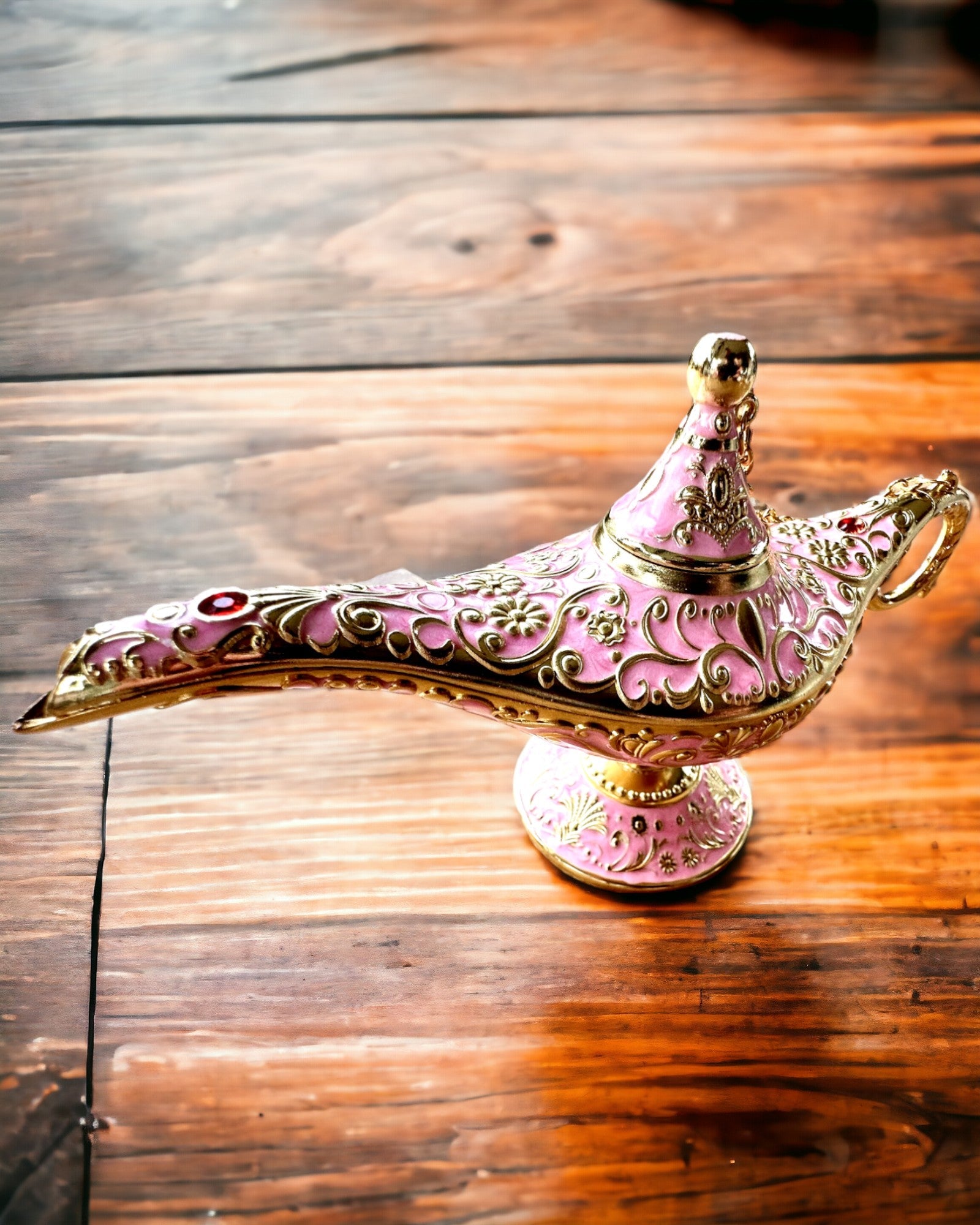 Custom Engraved Pink Magic Aladdin Lamp with Gold Accents - Perfect for Home Decor, Gift Giving & Arabian Nights Themed Parties