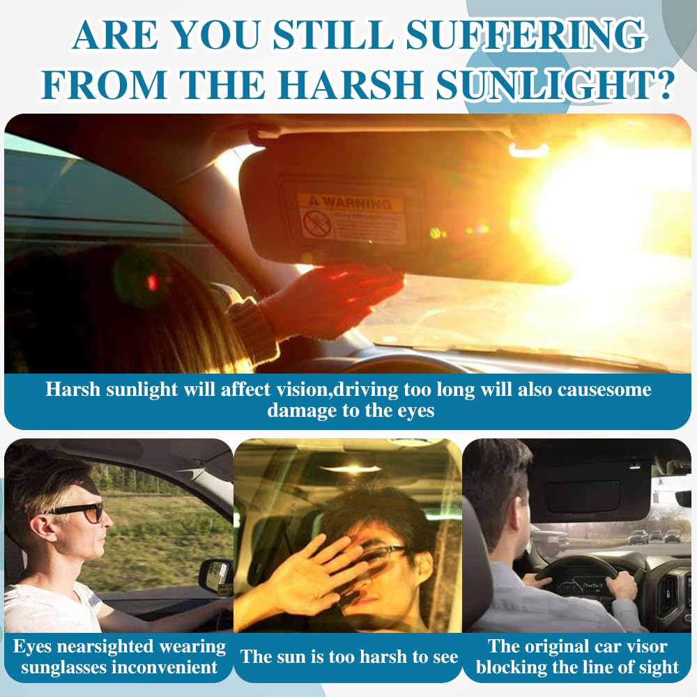 2PCS Universal Car Sun Visor Extender - Adjustable Sun Protection Visors for Cars, UV Ray & Glare Blocking, Easy to Install - Perfect for Road Trips, Daily Commuting & Summer Driving Protection