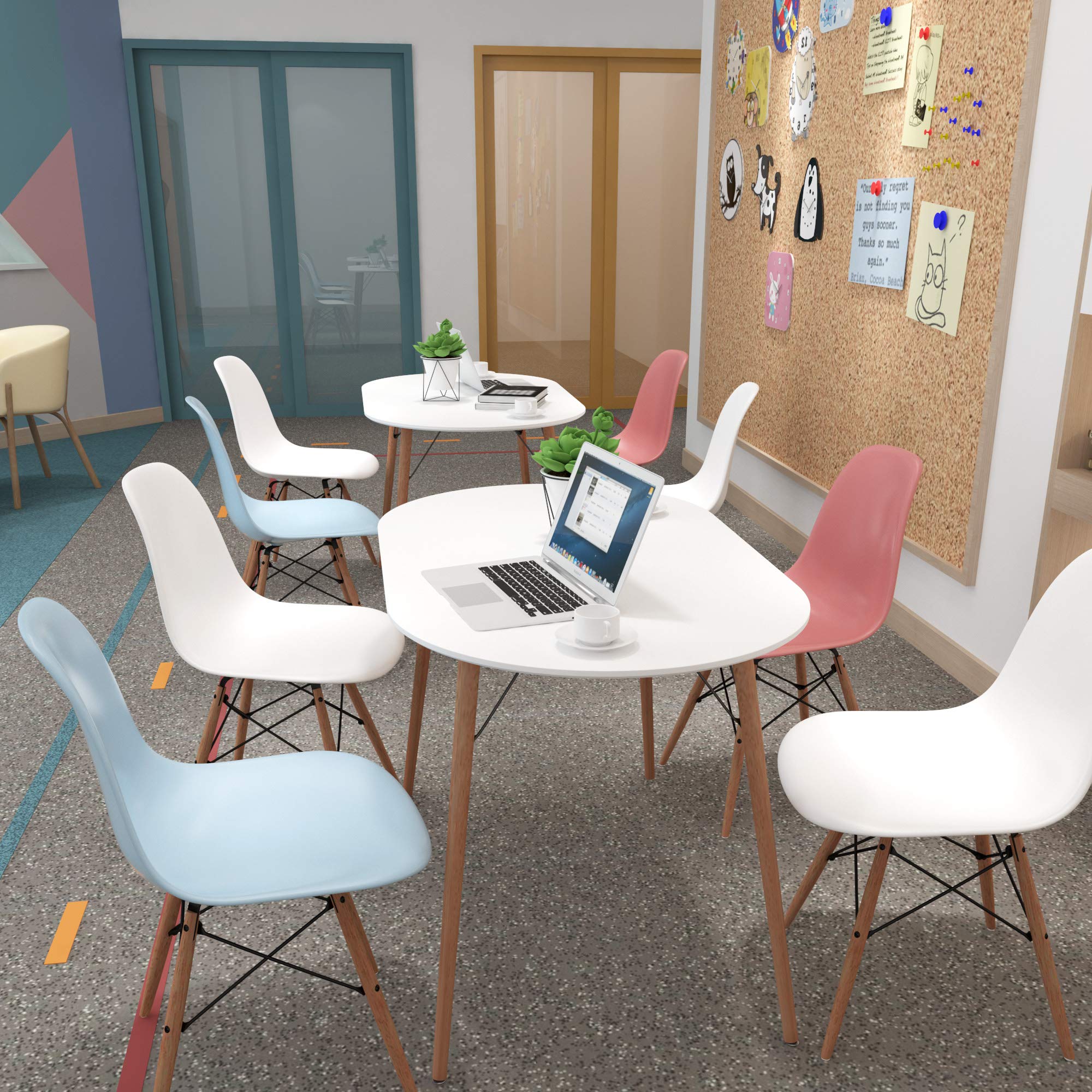 Mid Century Modern Dining Table - White Kitchen Table for Home, Office, Bistro & Cafe | Simple & Stylish Computer Desk & Writing Table | Perfect for Small Spaces, Breakfast Nook & Cozy Dining