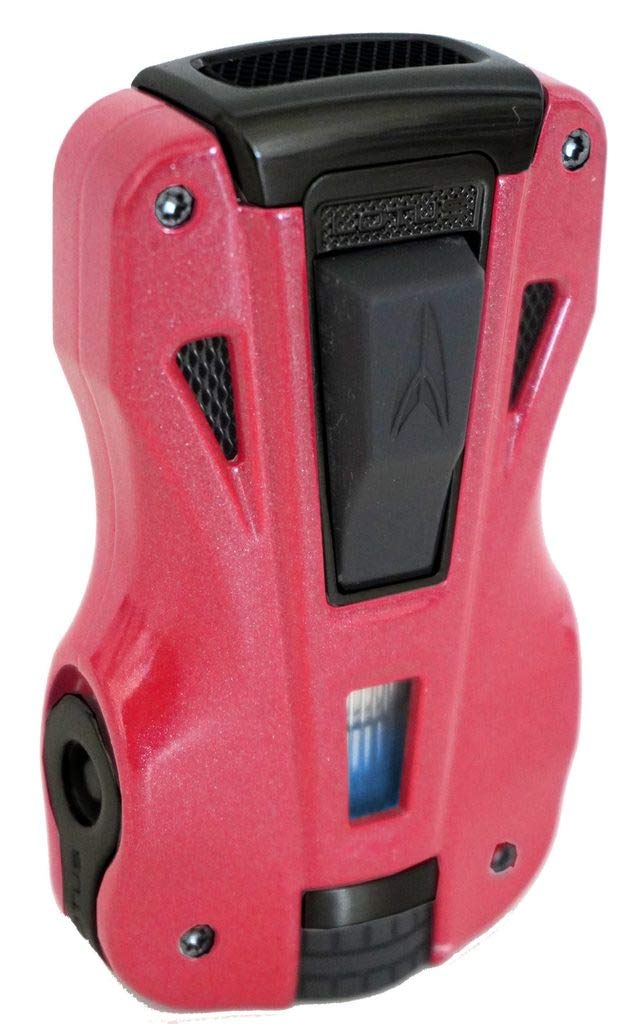 Premium Lotus GT Twin Pinpoint Flame Lighter - Glossy Red & Black Matte Finish | Windproof Refillable Butane Lighter for Cigars, Candles, Camping & Outdoor Use