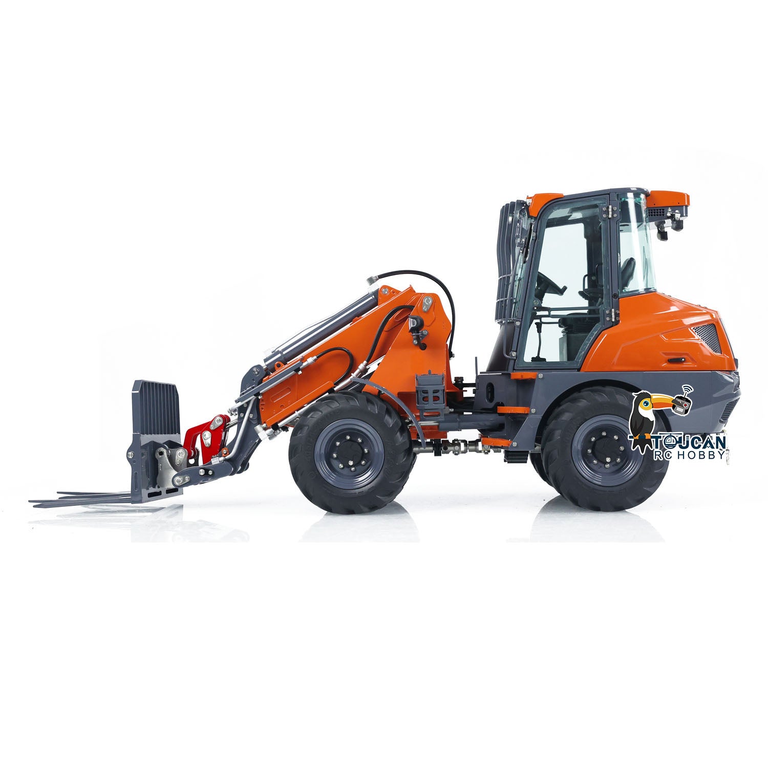 1/14 Scale LESU AT1050 4X4 Hydraulic RC Forklift Truck with Telescopic Arm - Painted & Assembled Model with ST8 Radio System - Perfect for Construction Site Simulation & Indoor RC Vehicle Play