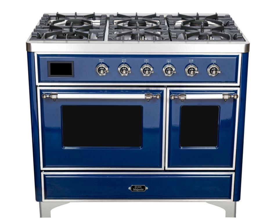 ILVE 40 Inch Majestic II Series Natural Gas/Propane Gas Range with 6 Sealed Burners & Electric Oven - UMD10FDNS3 | Professional Kitchen Appliance for Home Chefs & Restaurants