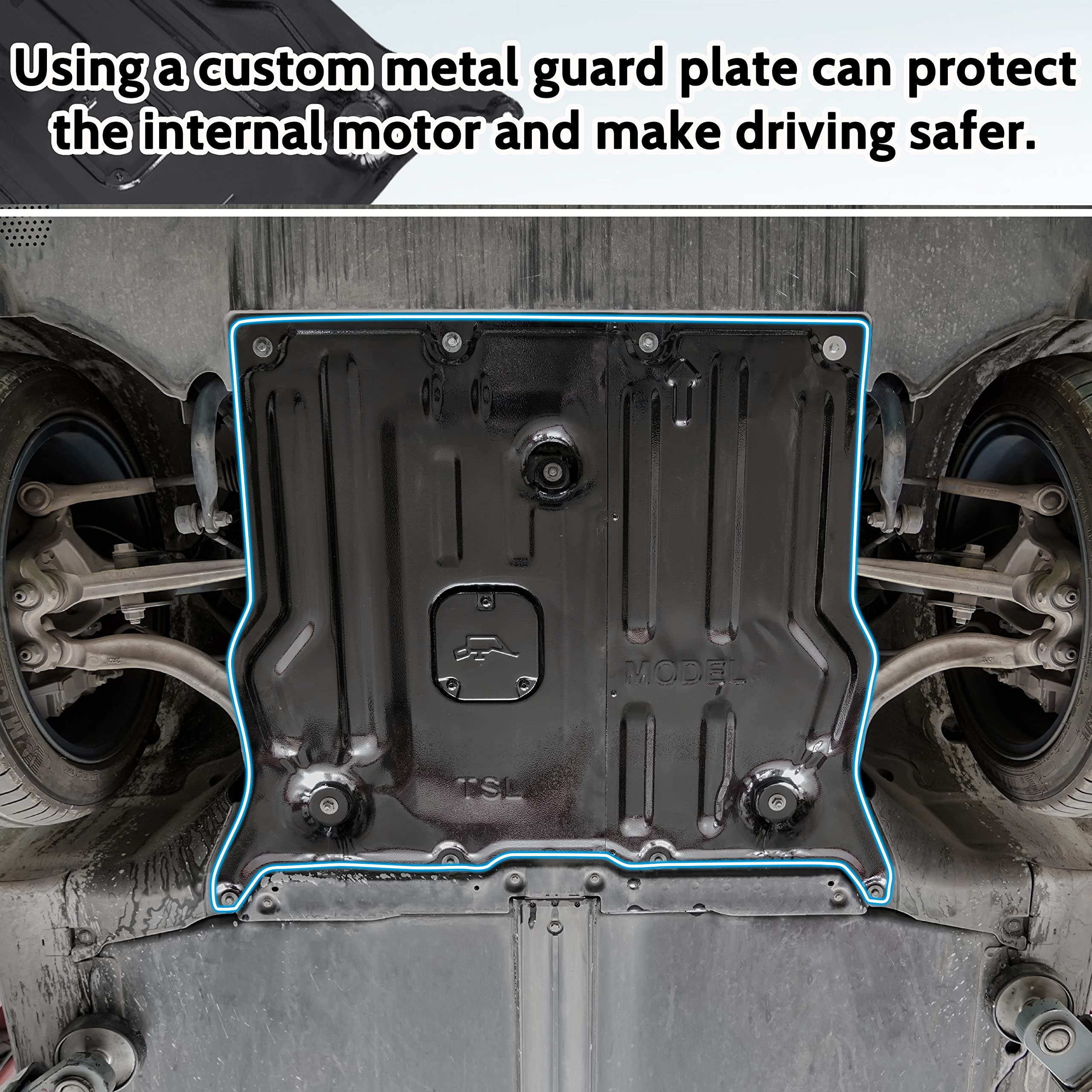 Premium Front Skid Plate for Tesla Model 3 (2017-2024) & Model Y (2020-2024) - Heavy Duty Underbody Engine Guard, Splash Shield & Chassis Protection - Perfect for Off-Roading, Winter Driving & Enhanced Vehicle Protection