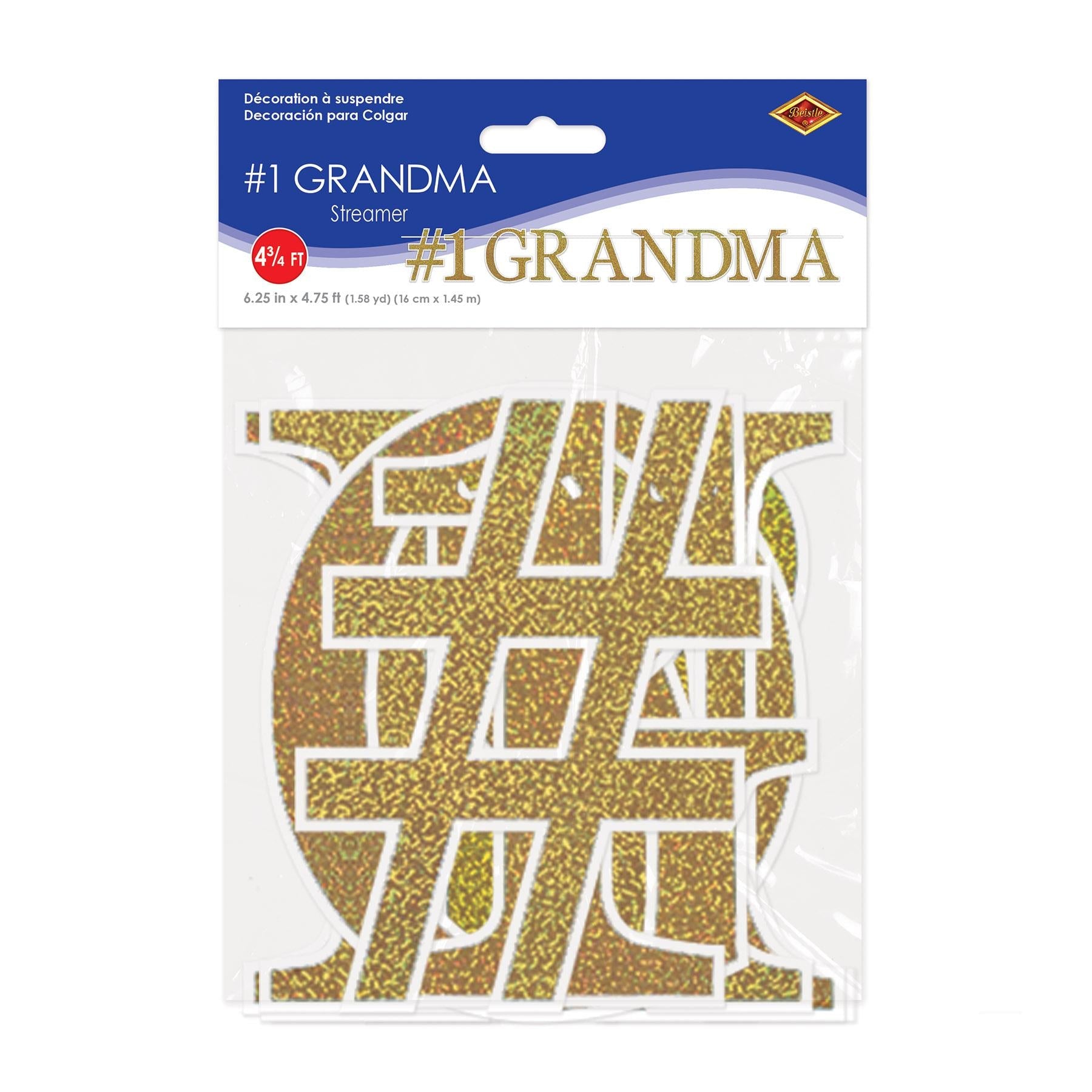 12 Pack Beistle Grandparent's Day Decorations - #1 Grandma Streamers for Party Decor, Wall Hanging & Photo Backdrop - Perfect for Grandparents Day Celebrations, Family Gatherings & Birthday Parties