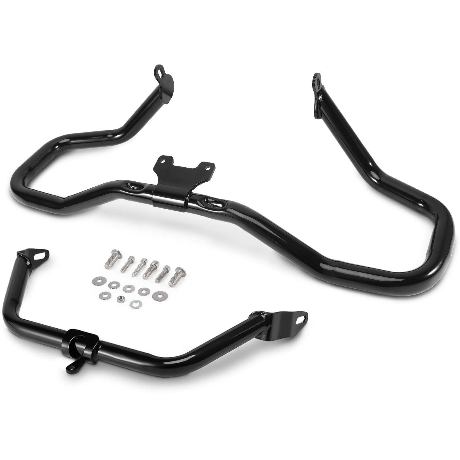 Harley Davidson FLTRX FLTRXS FLTRXST FLTRXSE 2015-2023 Motorcycle Road Glide Chopped Engine Guard Protector Crash Bar - Gloss Black - Durable Protection for Long Rides & Highway Cruising