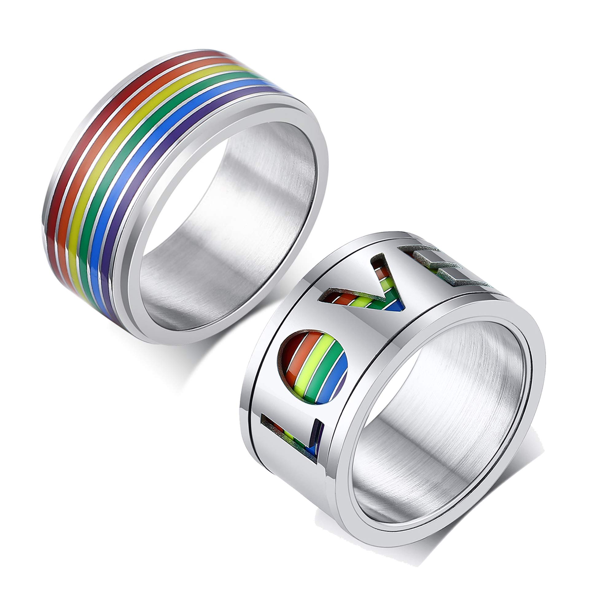 LGBTQ Pride Rainbow Spinner Ring - Anxiety Relief Fidget Ring for Men & Women - Gay Lesbian Wedding Friendship Jewelry - Perfect for Parades, Pride Events & Stress Relief