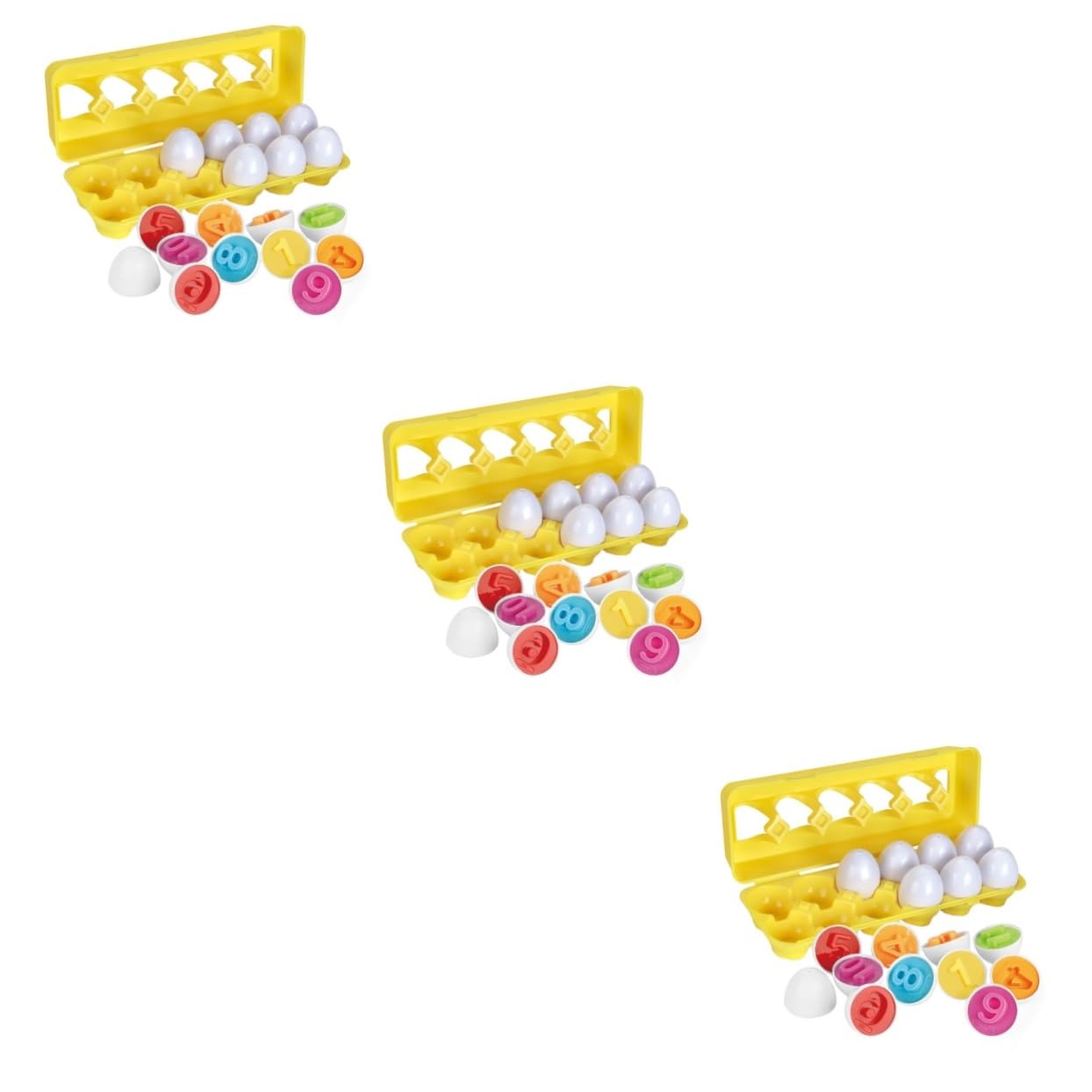 ERINGOGO 3 Pack Egg Carton Toy Set - Color Matching & Number Learning Educational Toys for Toddlers, Preschool Kids - Easter Egg Puzzle Game for Early Childhood Development & Sensory Play