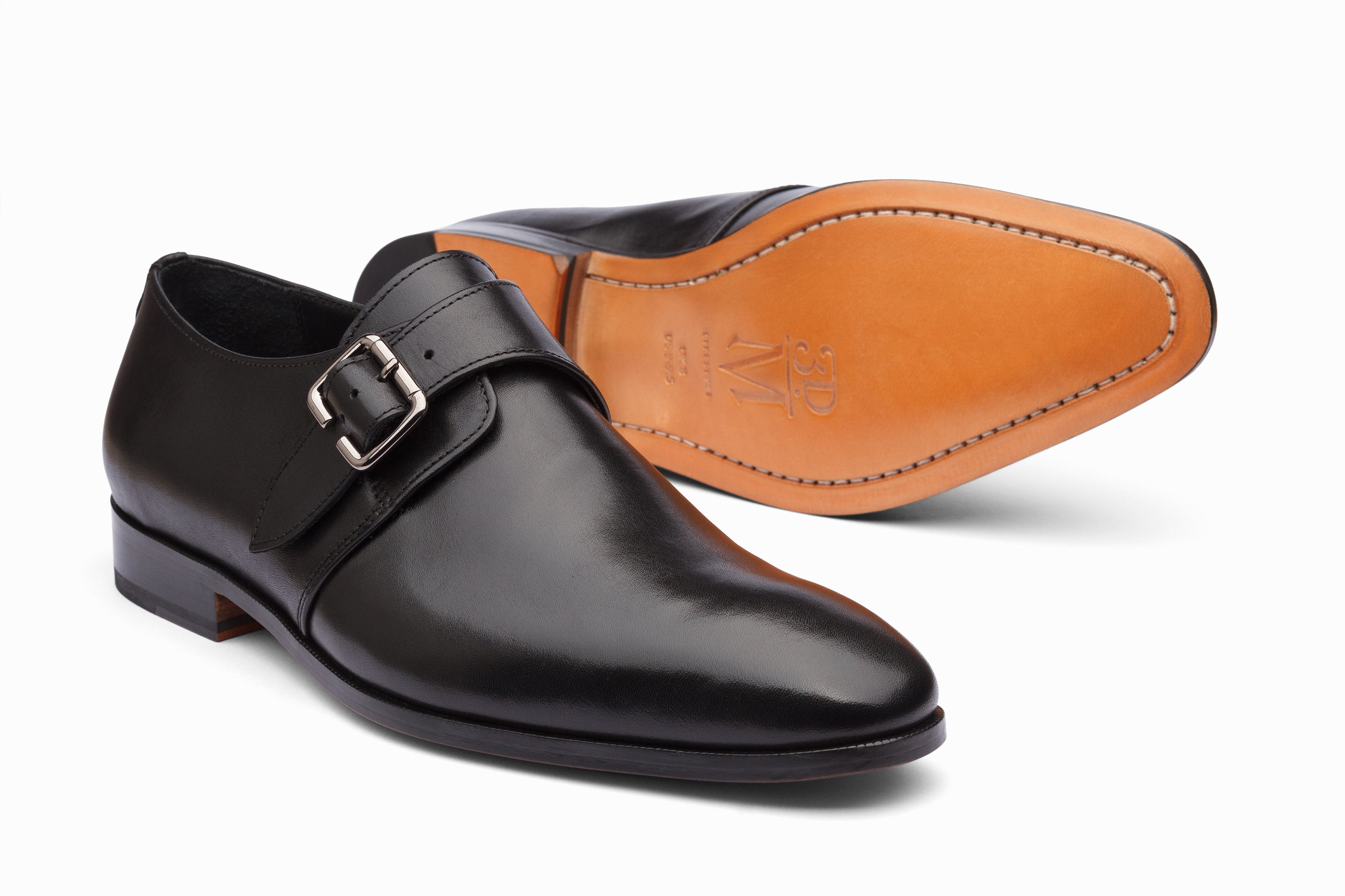 Stylish Black Single Monkstrap Dress Shoes for Men | Formal & Business Occasions | Comfortable & Durable Leather Oxfords