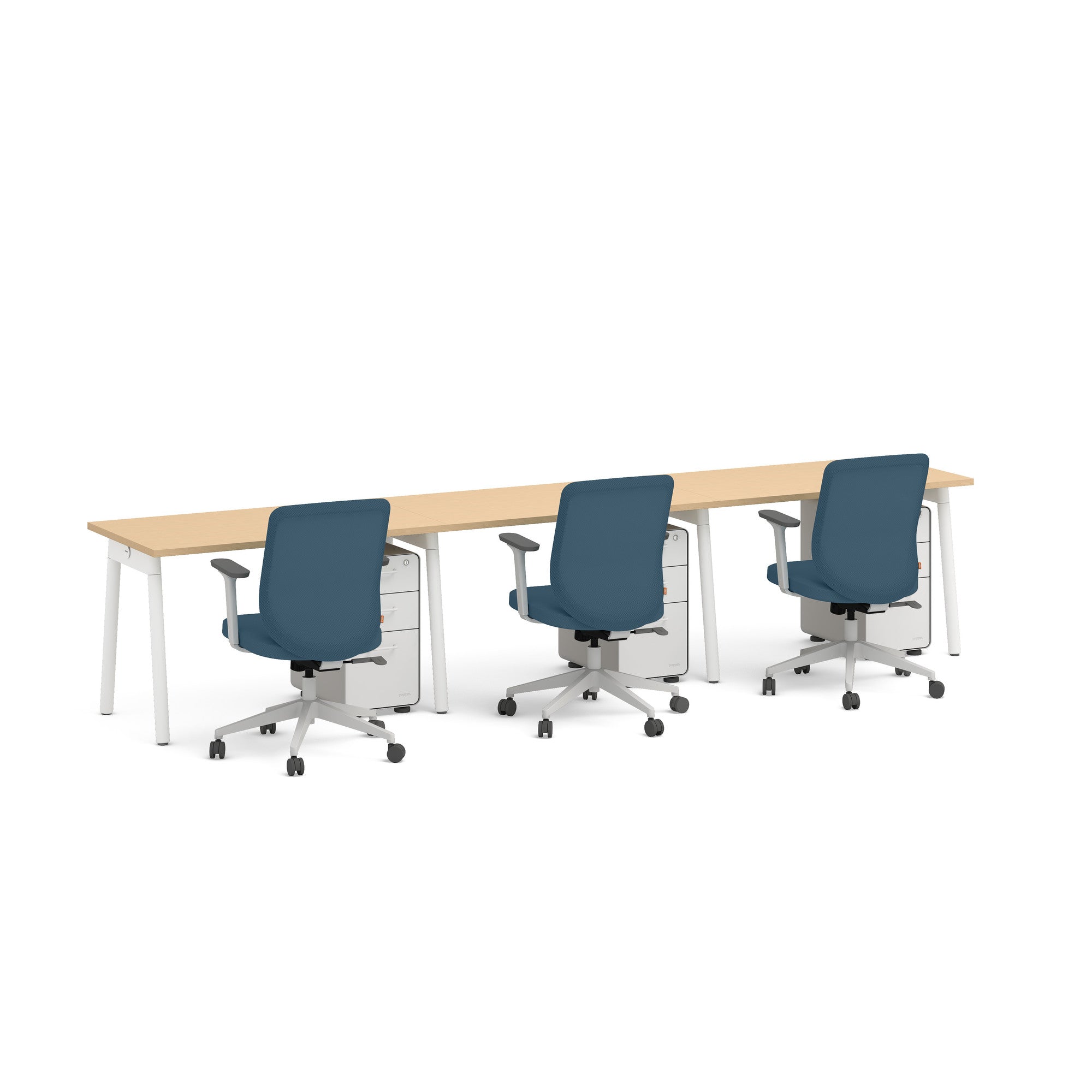Series A Single Desk for 3 - Modern Office & Home Study Desk for Small Spaces - Perfect for Remote Work, Online Classes & Shared Workspaces