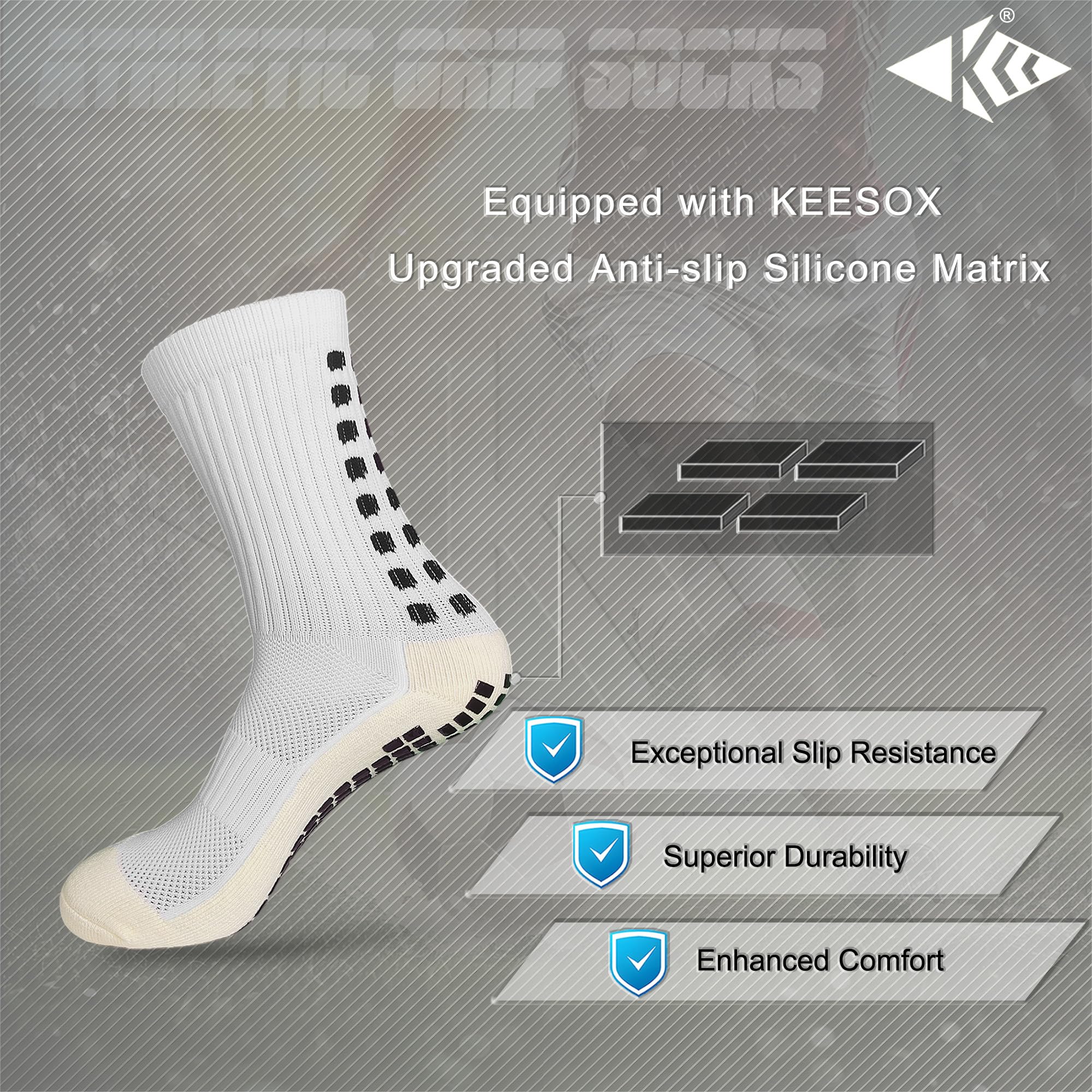 Non-Slip Football Basketball Soccer Socks with Grip - High Performance Sports Socks for Men & Women - Perfect for Running, Training, and Gym Workouts