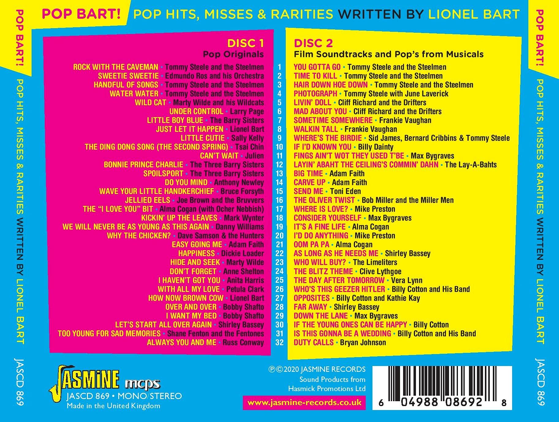 Pop Bart! - Original Remastered Recordings of Pop Hits, Misses & Rarities by Lionel Bart | Classic Music Collection for Vinyl Enthusiasts & 60s Music Lovers