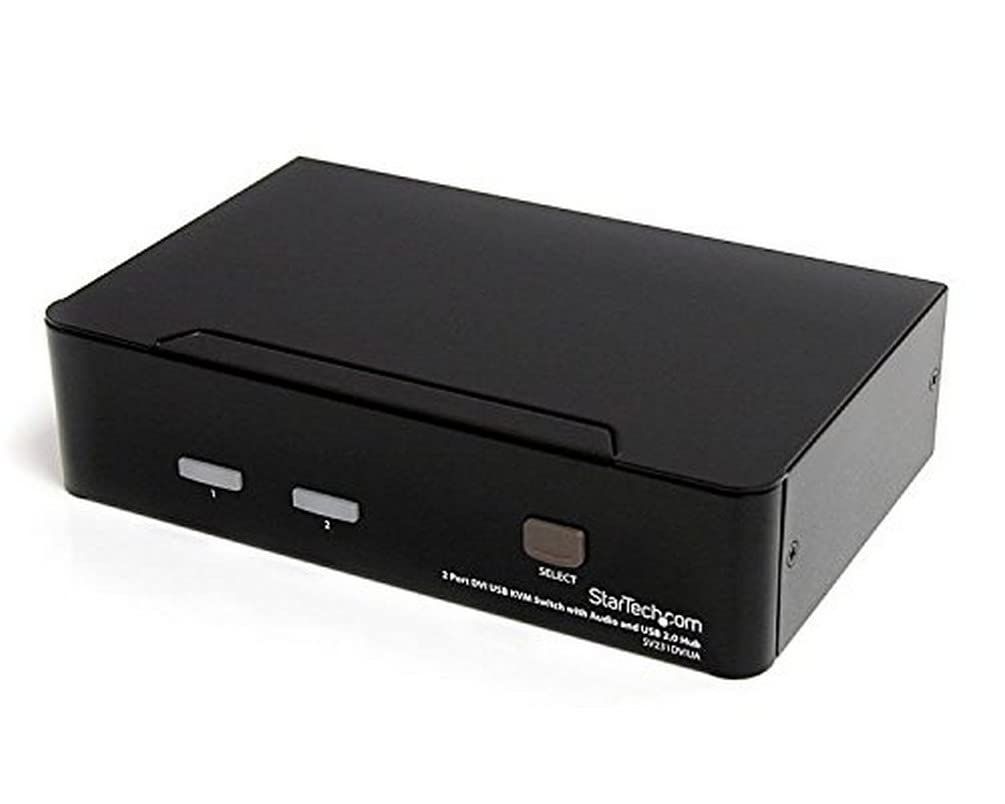 StarTech.com 2 Port USB DVI KVM Switch with Hot-Key Switching & Audio Support - 1920x1200 Resolution for Dual Monitor Setup - Ideal for Home Office, Gaming & IT Workstations (SV231DVIUA)