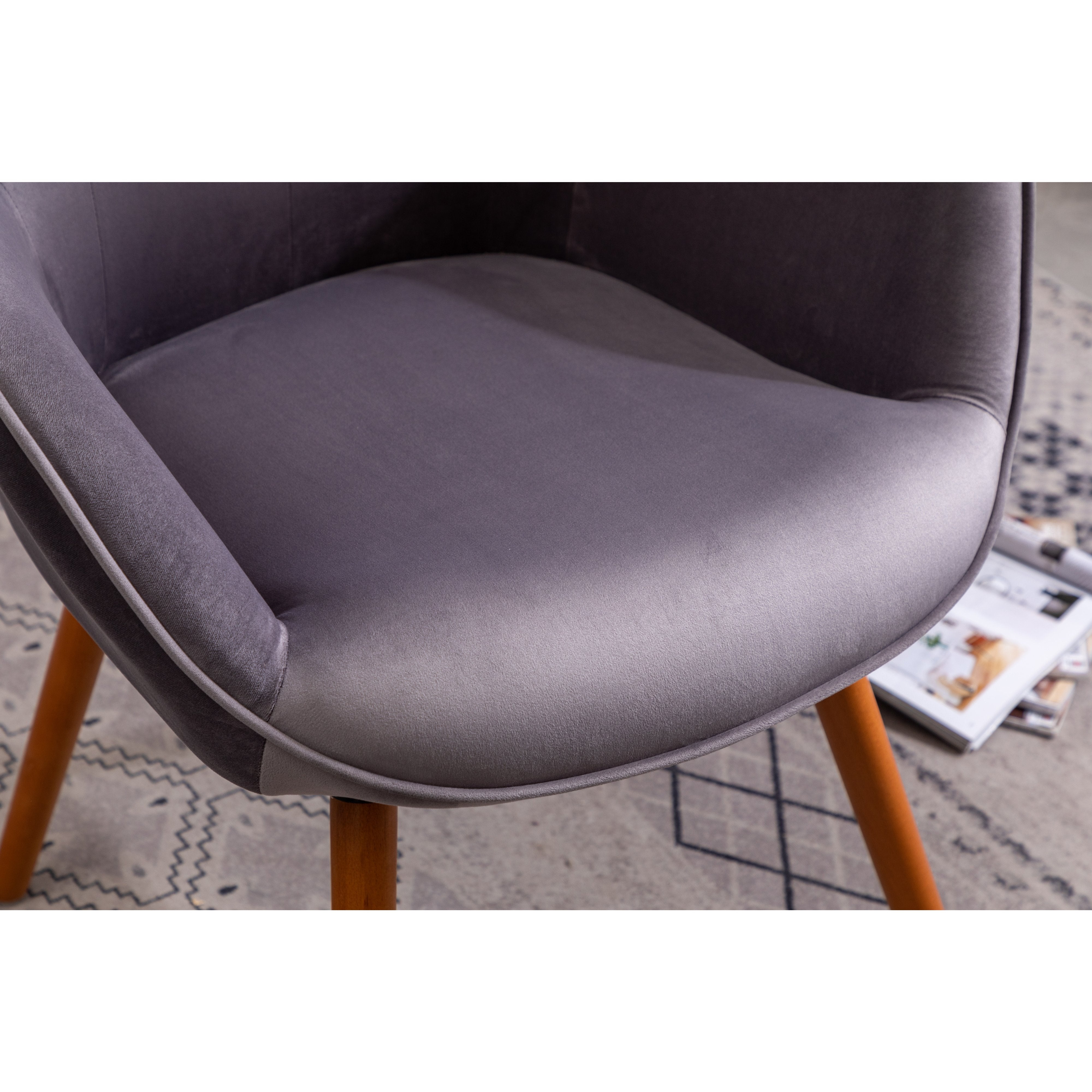 Roundhill Furniture Doarnin Contemporary Silky Velvet Tufted Button Back Accent Chair - Gray Velvet Upholstered Lounge Chair for Living Room, Bedroom & Office Decor