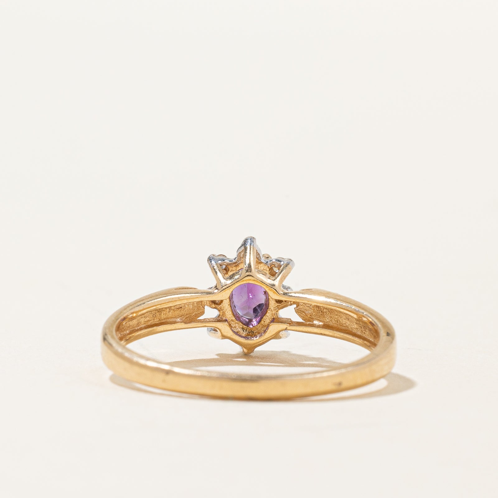Amethyst & Diamond Halo Ring - 0.12ct Natural Amethyst & 0.04ctw Diamond Accents - Size 7.25 - Elegant Purple Gemstone Engagement Ring for Women - Perfect for Valentine's Day, Anniversary & Special Occasions