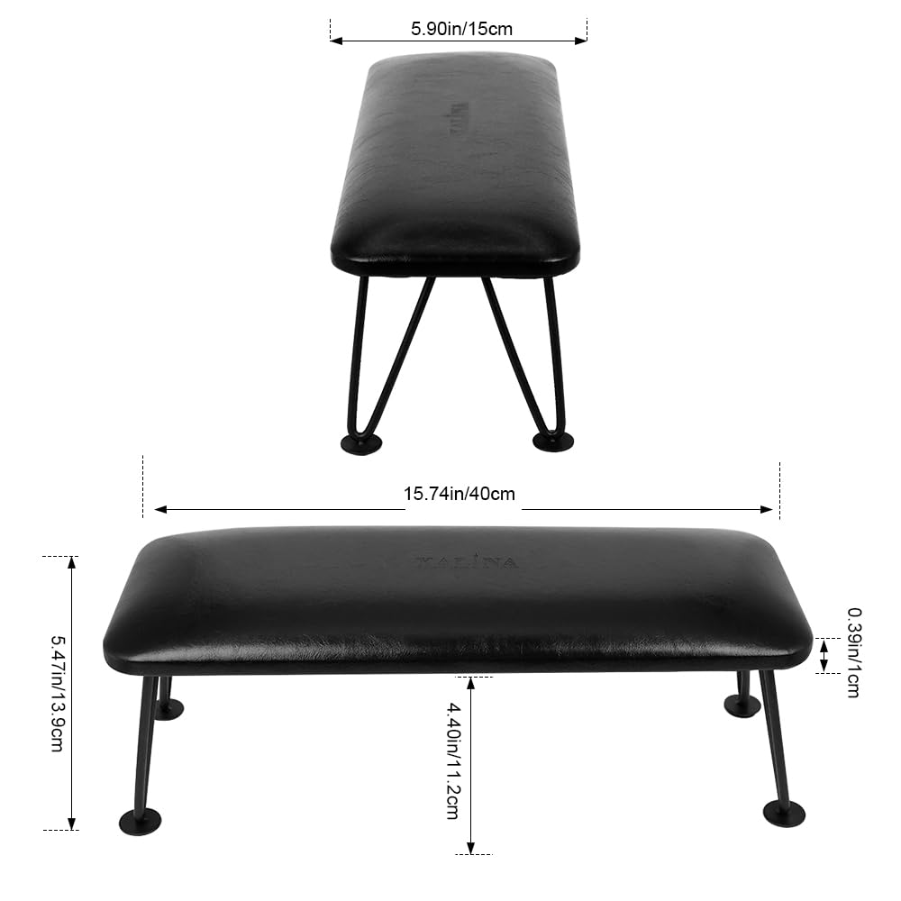 Ergonomic Detachable PU Leather Nail Arm Rest for Professional Manicurists - Black Hand Rest Stand for Salon & Home Manicure - Perfect for Gel Polish, Acrylic Nails & Nail Art Application