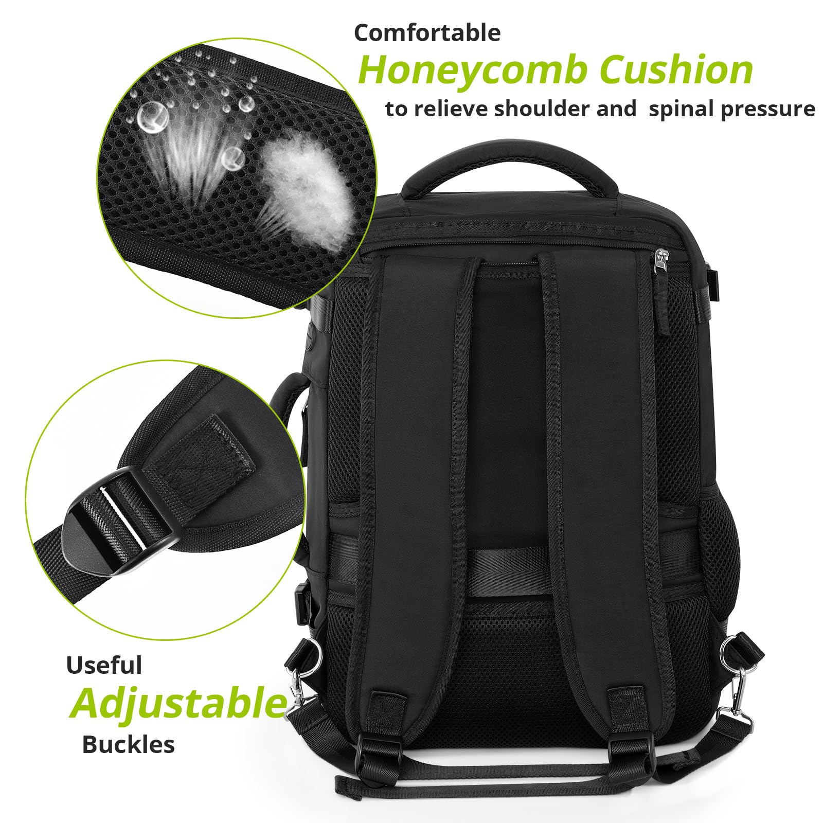 Waterproof Travel Laptop Backpack with USB Charging Port - 15.6 Inch Flight Approved Carry On Backpack for Women & Men - Perfect for Business Travel, Hiking & Weekend Getaways