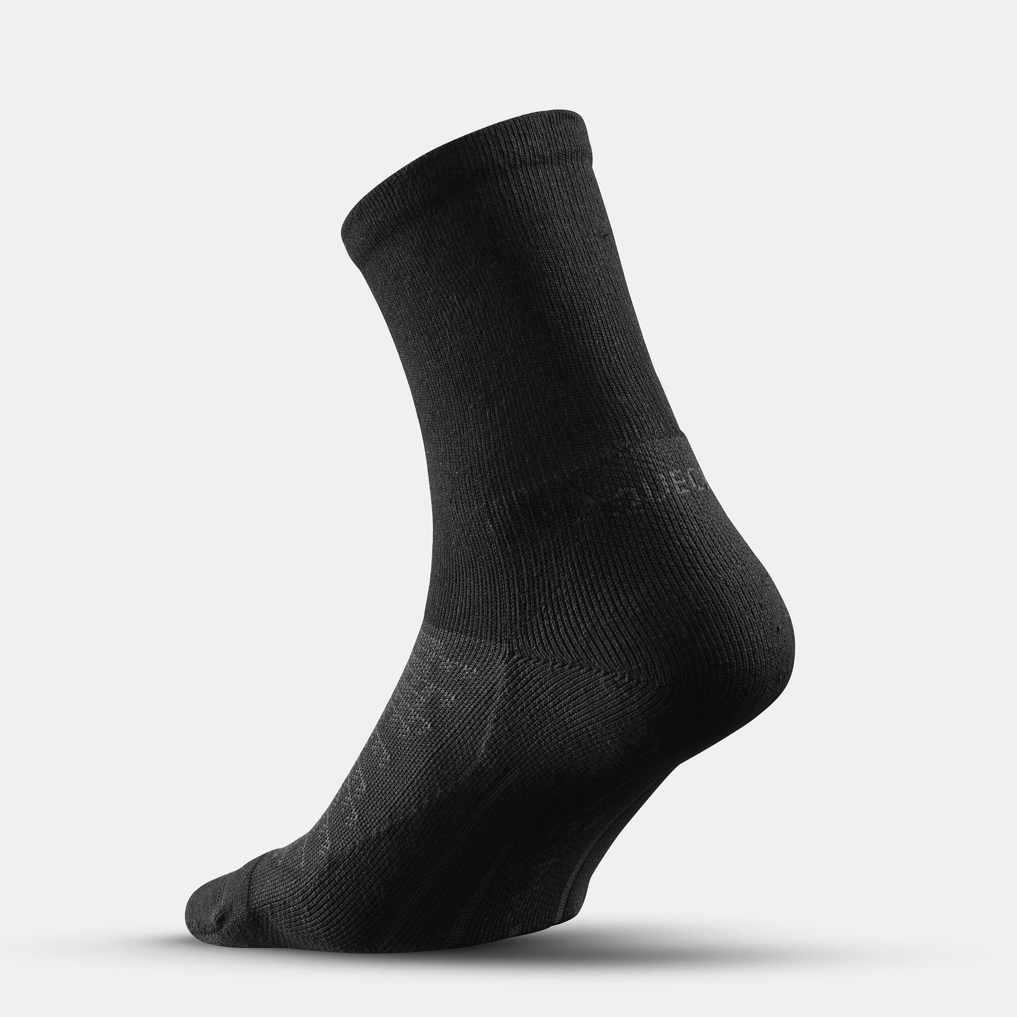 Quechua Hike 100 High Performance Hiking Socks 2-Pack - Black | Moisture-Wicking & Cushioned for Outdoor Adventures & Trekking