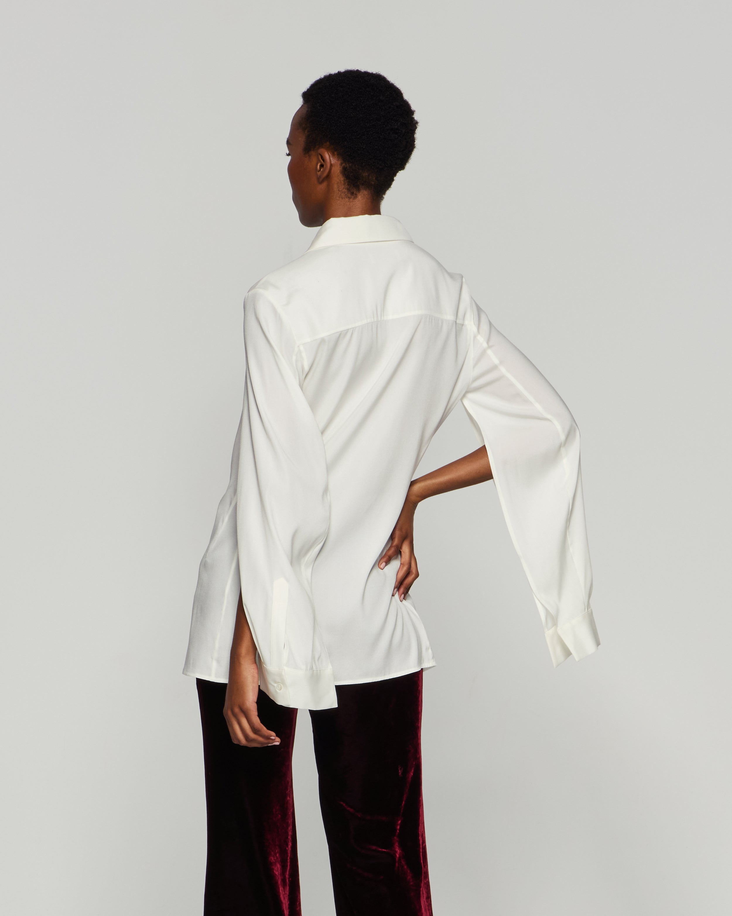 Elegant Silk Cape Sleeve Blouse in Cream - Perfect for Evening Parties, Weddings & Formal Occasions