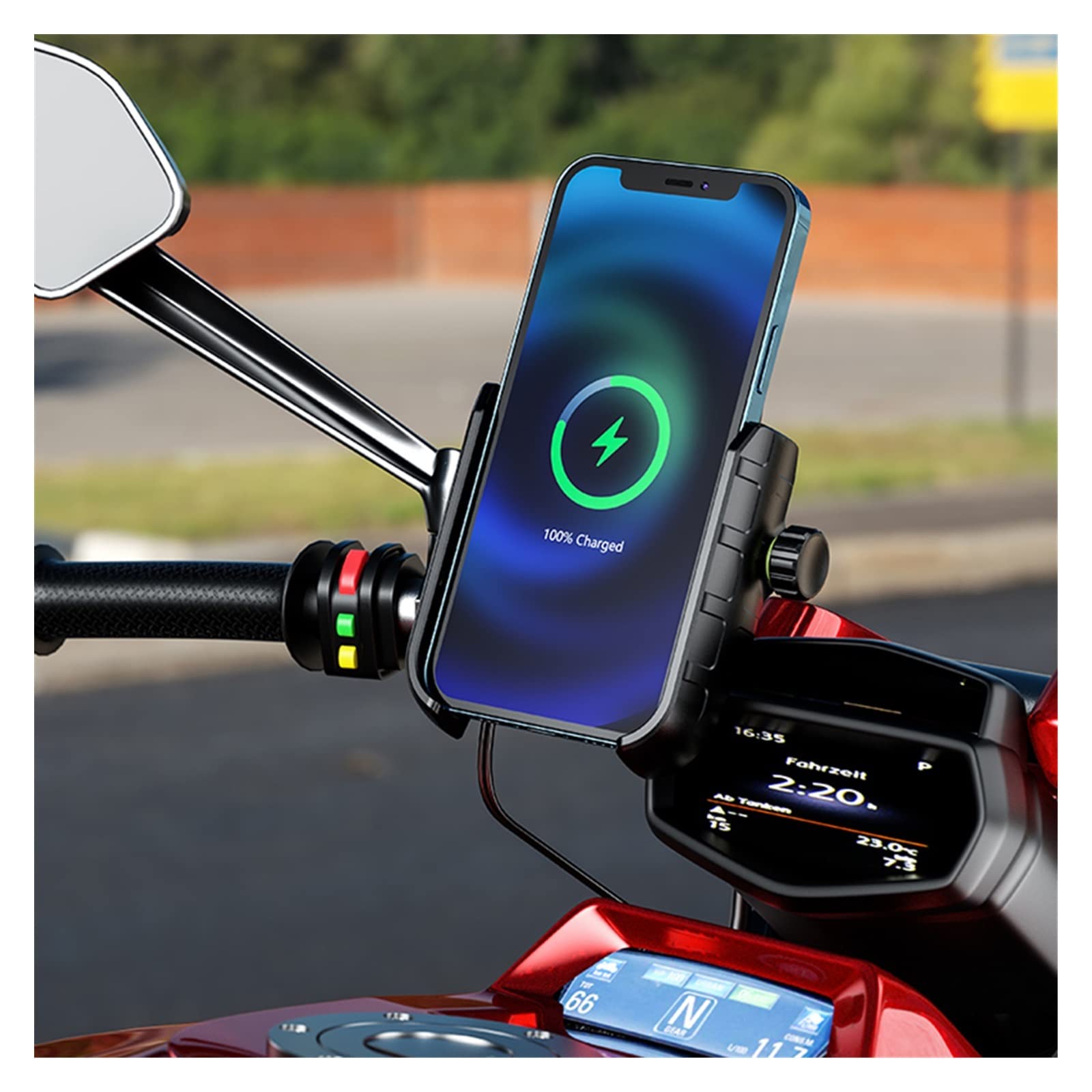 360° Adjustable Waterproof Motorcycle Phone Mount - Universal Handlebar Stand for Smartphones - Perfect for GPS Navigation, Adventure Riding & Commuting