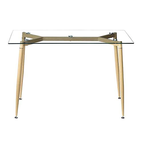 Modern Oval Glass Coffee Table - Tempered Glass Top with Wood Grain Legs for Living Room, Office & Lounge - Stylish End Table for Home Decor