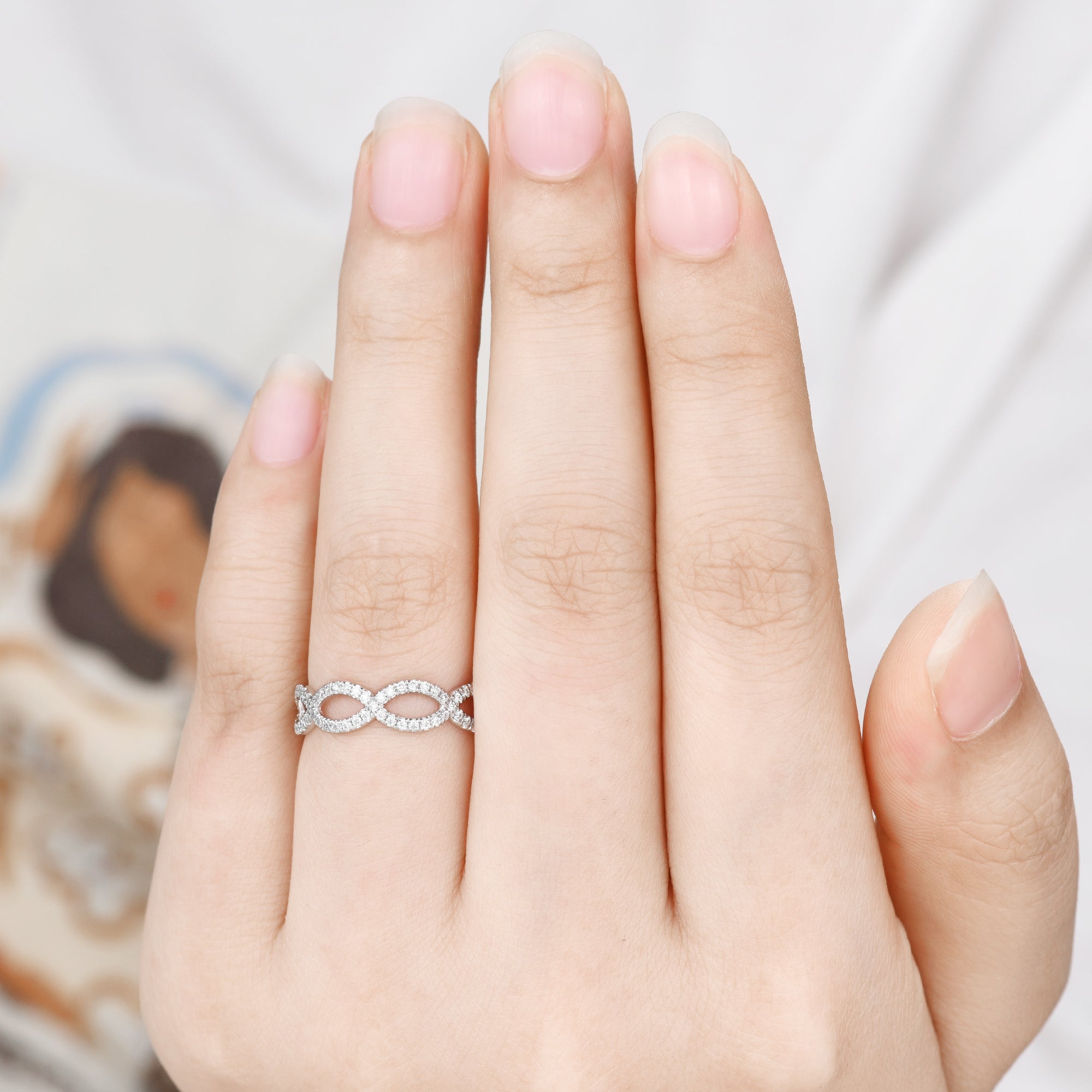 14K White Gold Moissanite Eternity Wedding Band for Women - Sparkling Diamond Alternative Engagement Ring, Perfect for Anniversaries & Special Occasions