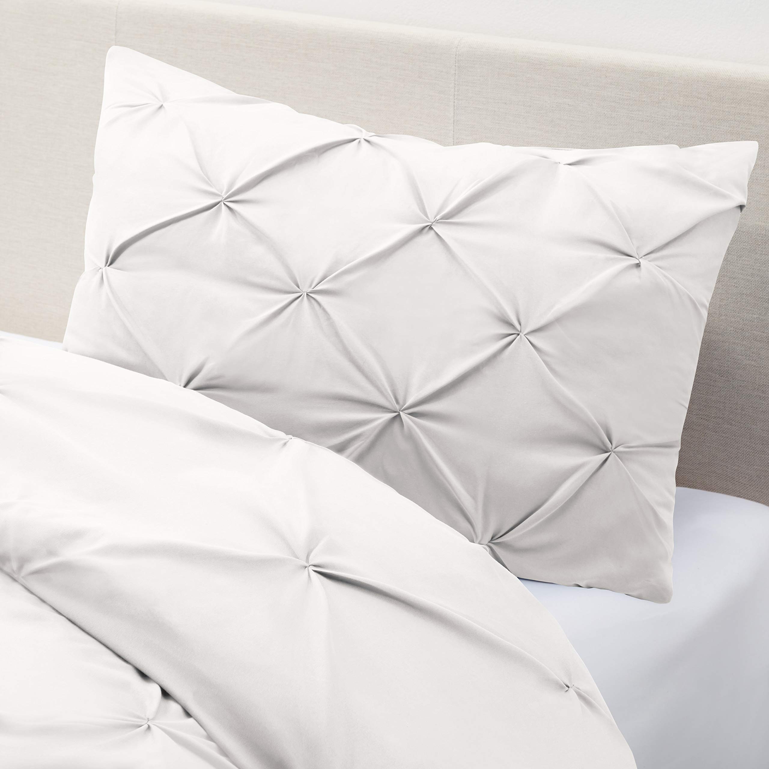 Nestl Twin Comforter Set - Pinch Pleat & Pintuck Design, Down Alternative Bedding Set for Twin/Twin XL Beds, Includes 1 Pillow Sham (2-Piece, White) - Perfect for Guest Rooms, Dorms & Cozy Bedrooms