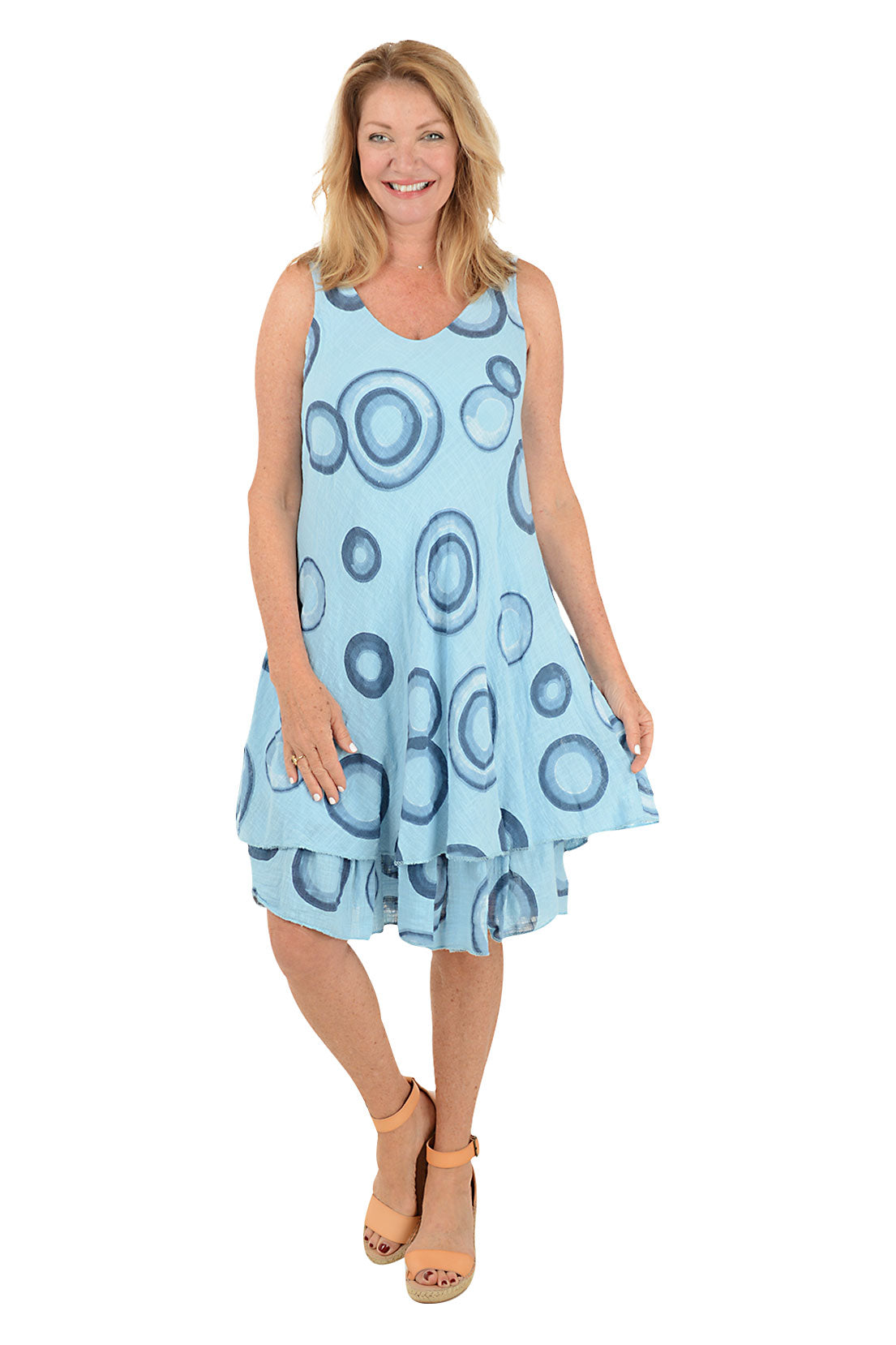 Bullseye V Neck Sleeveless Dress for Women - Flattering Summer Casual Dress for Beach, Party & Date Night