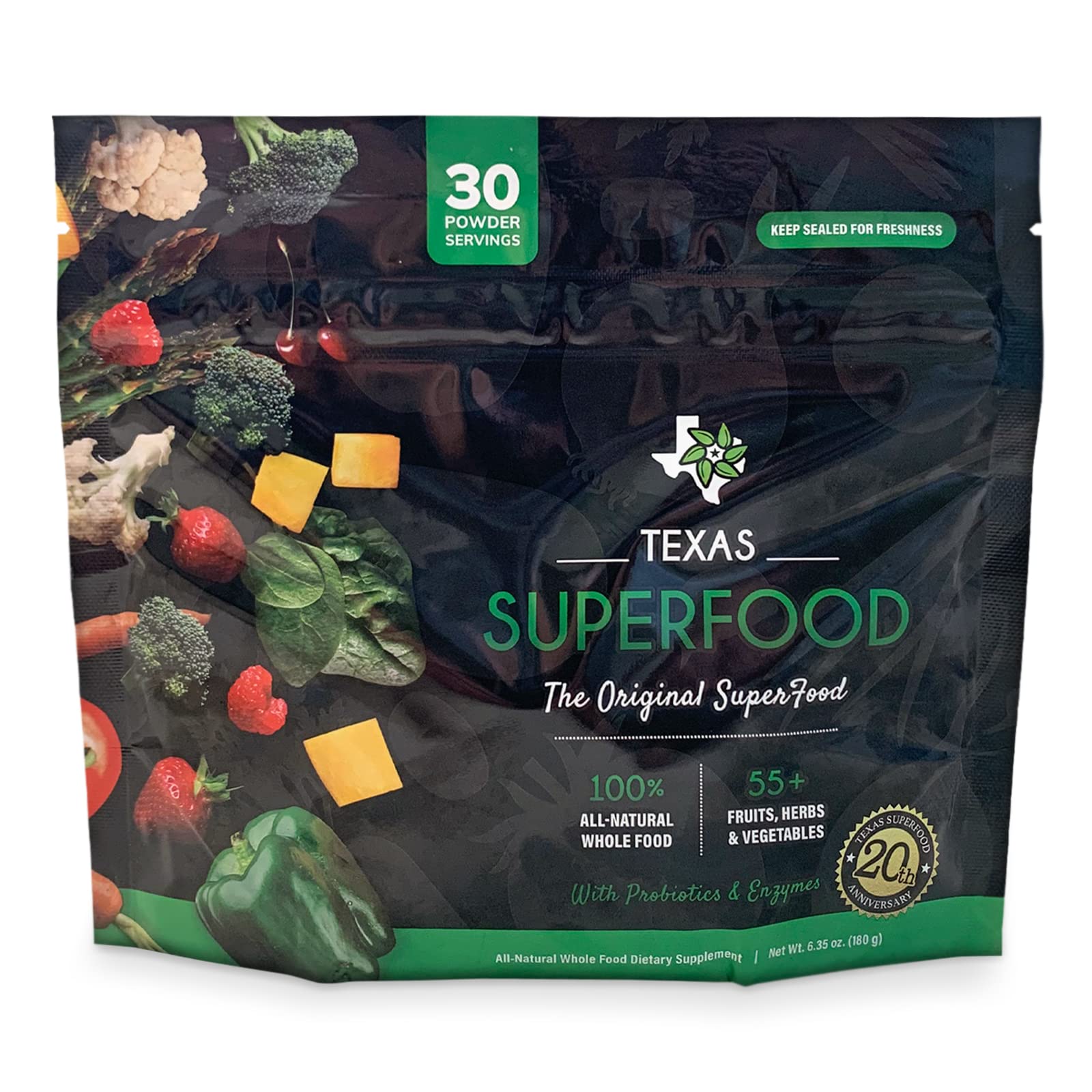 Original Superfood Powder - Organic Reds & Greens Blend, All-Natural Whole Food Supplement | Non-GMO, Gluten-Free, Vegan, Soy-Free | 30 Servings (180g) for Smoothies, Juices & Daily Wellness Boost