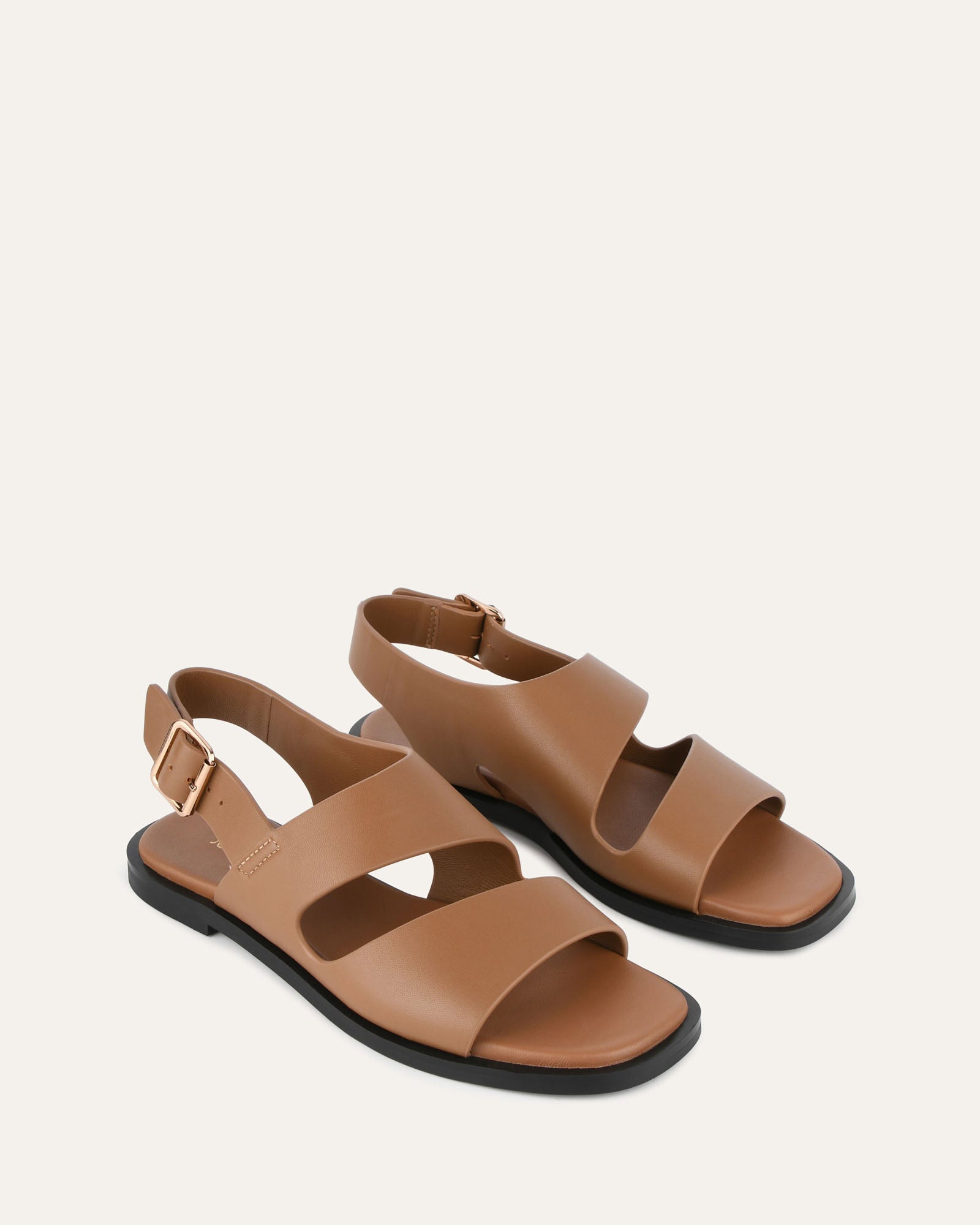 Sadie Flat Sandals for Women - Genuine Caramel Leather Comfortable Summer Slides - Perfect for Beach, Vacation, and Casual Outings