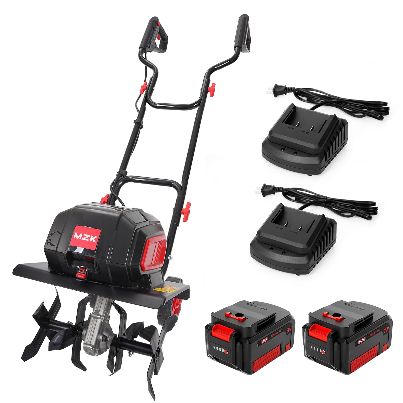 40V 12-Inch Cordless Garden Tiller - Battery Powered Cultivator with 2 x 4.0Ah Batteries & Fast Charger - Ideal for Home Gardening, Landscaping, and Soil Preparation