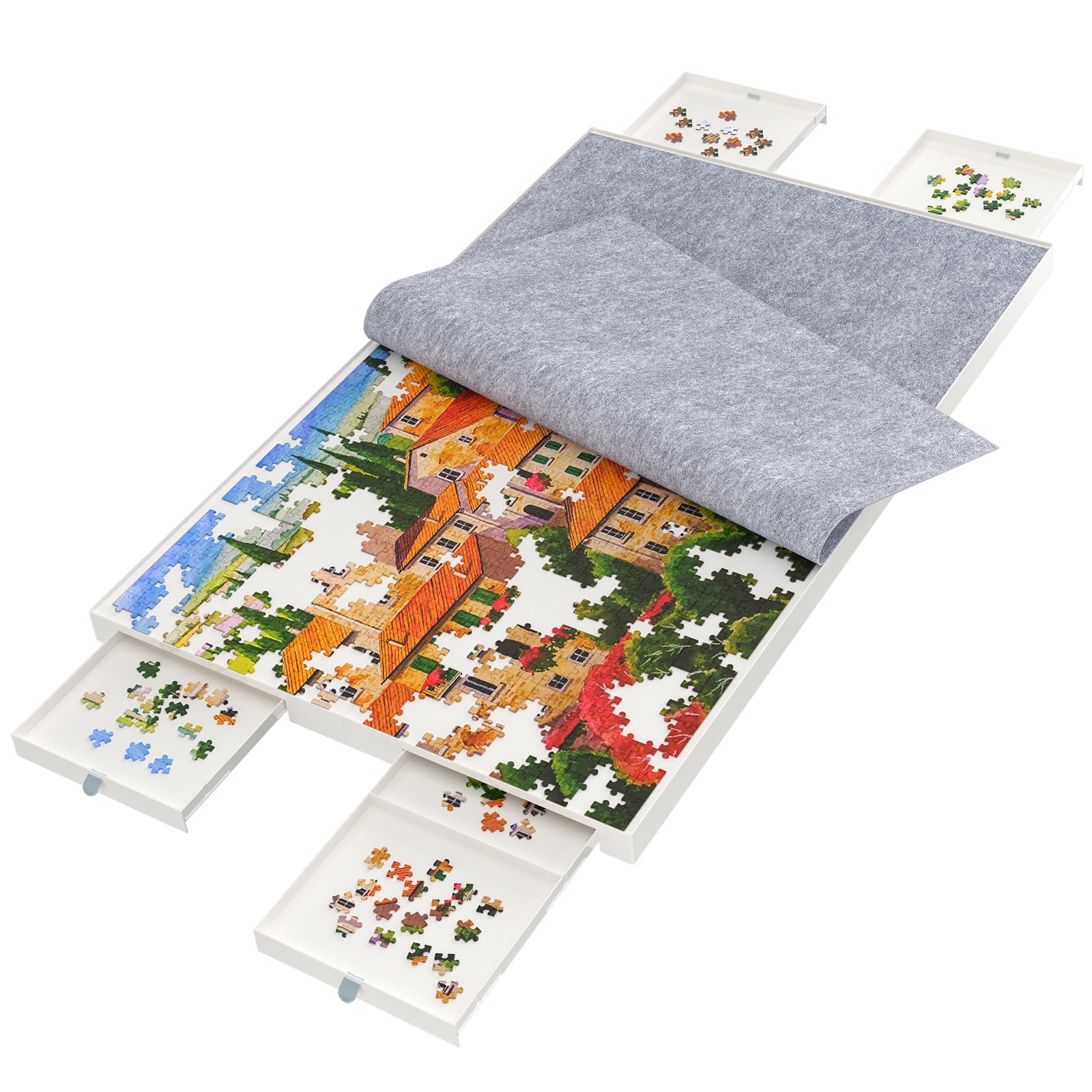 BZseed 1500-Piece Detachable Puzzle Board with Storage Drawers & Cover - Portable Jigsaw Puzzle Table for Adults & Kids - Perfect for Family Game Nights, Travel, and Home Decor