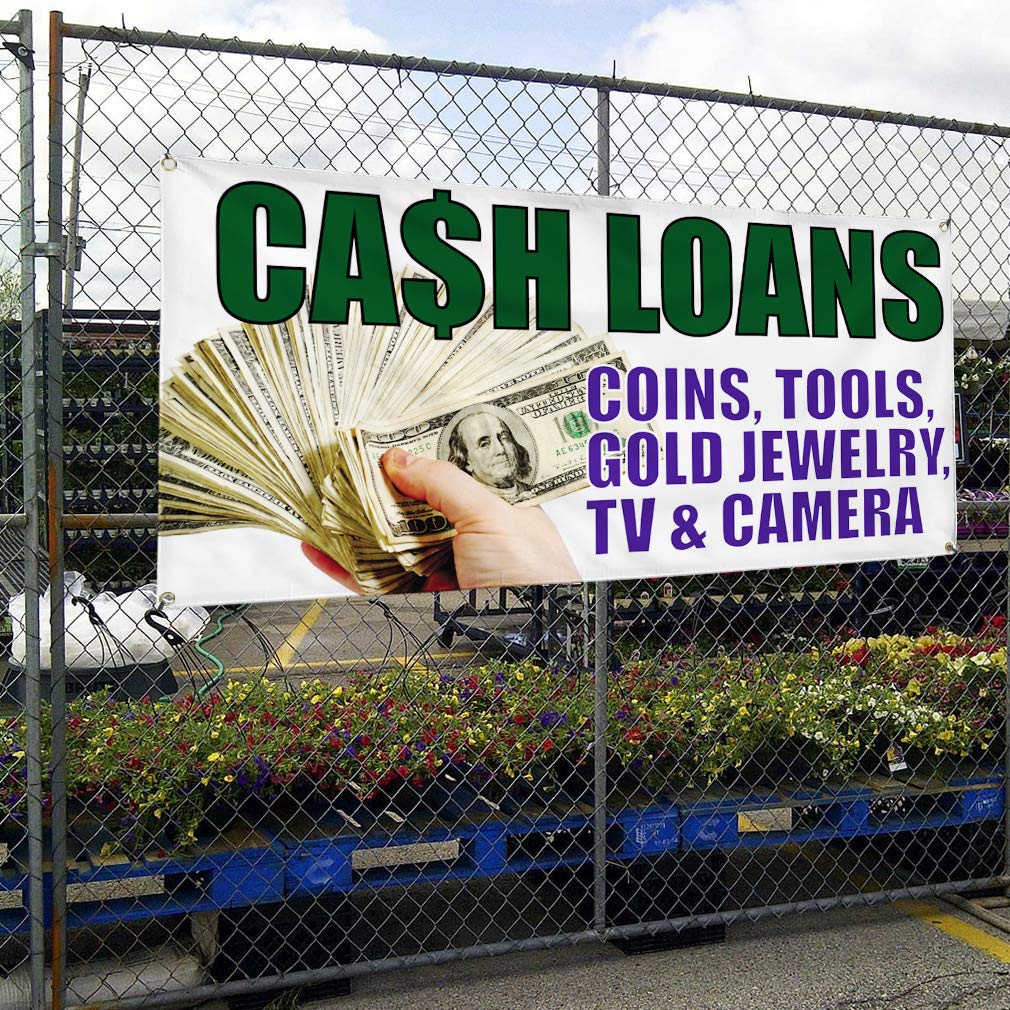 Custom Vinyl Banners 60x144 Inches - Weatherproof Outdoor Business Signs with 10 Grommets for Loans, Coins, Gold Jewelry & TV Advertising | Perfect for Storefronts, Trade Shows & Yard Sales