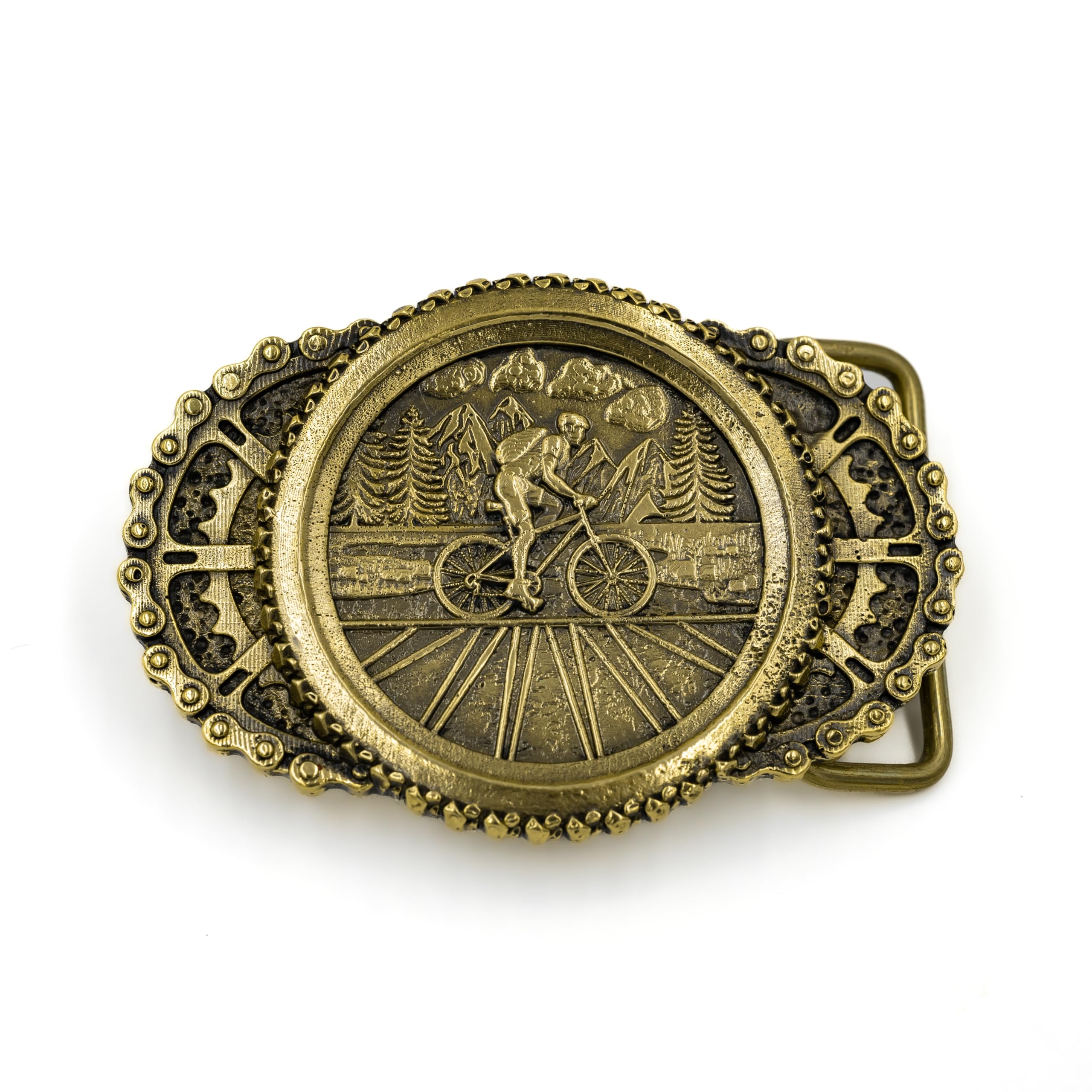 Handmade Vintage Brass Belt Buckle for Men, Women & Teens - Cycling & Outdoor Activity Accessory - Perfect for Bicycle Trips, Hiking & Casual Wear