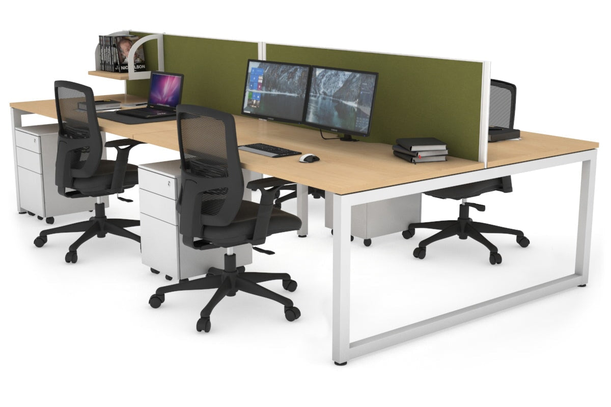 Quadro Loop Legs 4 Person Office Workstation - 1800L x 800W with Cable Management Scallop - Ideal for Collaborative Workspaces & Open Office Environments