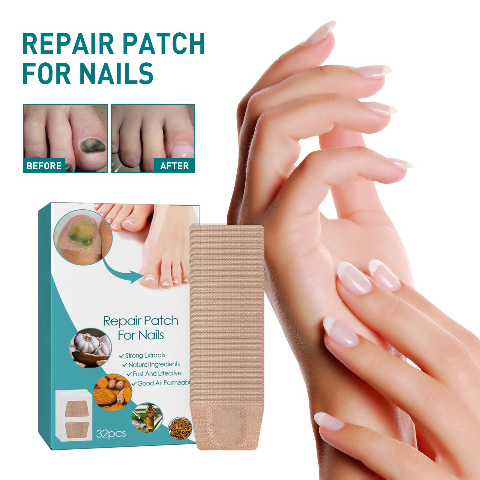 **32PCS Extra Strength Nail Fungus Repair Treatment Patches - Breathable Toenail Fungus Treatment for Damaged Nails, 8 Hours Recovery - Ideal for Athletes, Swimmers & Daily Foot Care**