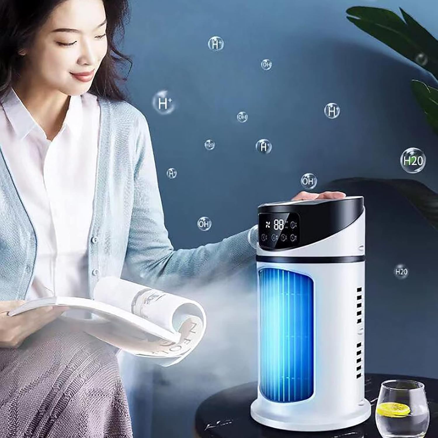 Portable USB Evaporative Air Cooler with Timer - Personal Standing Fan for Room, Home & Office - Unique Cooling Gift for Men & Women - Perfect for Bedrooms, Desks & Outdoor Use