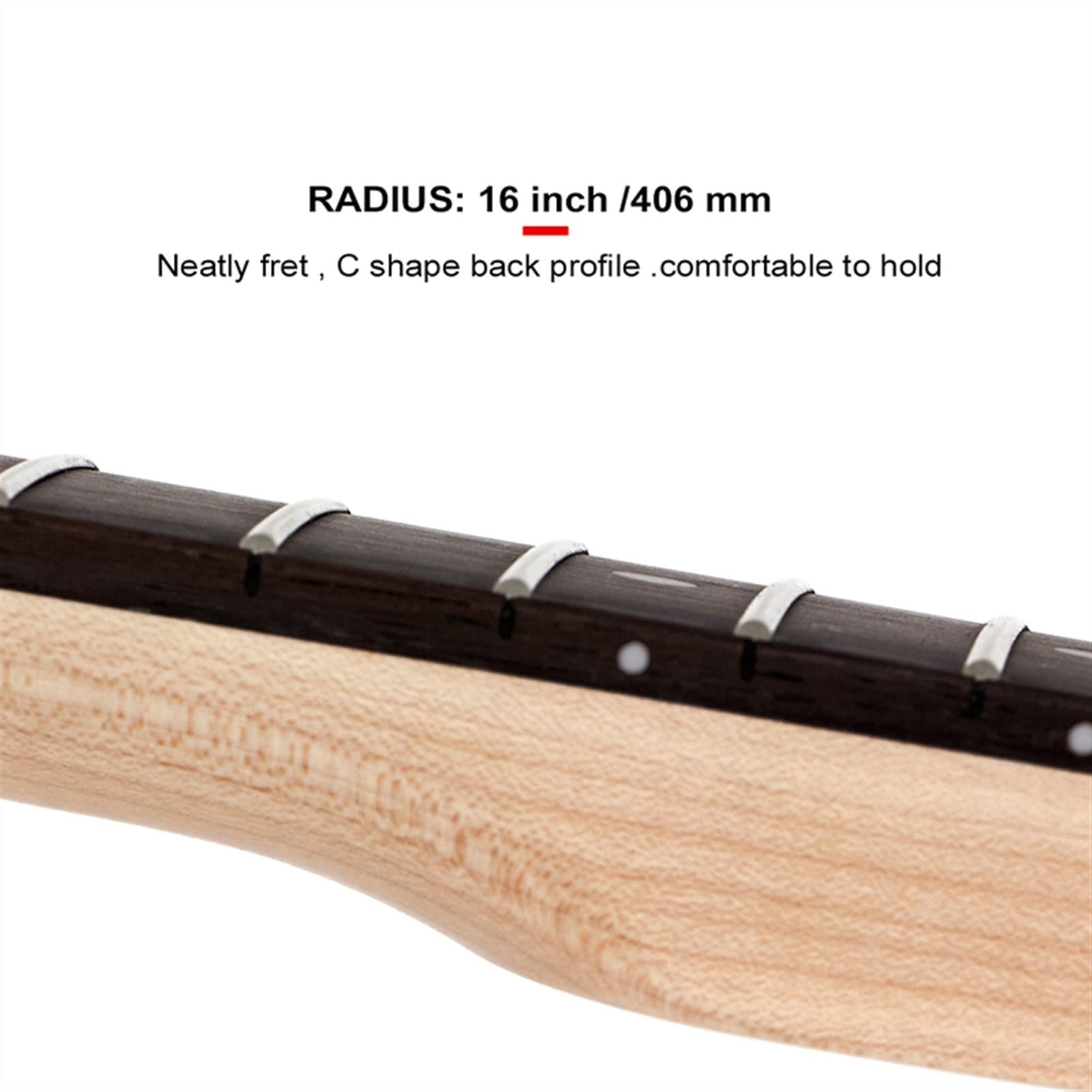 Premium Unfinished Maple & Rosewood Electric Guitar Neck - 22 Frets DIY Replacement Part for Electric Guitars | Perfect for Guitar Repair, Custom Builds, and Upgrades