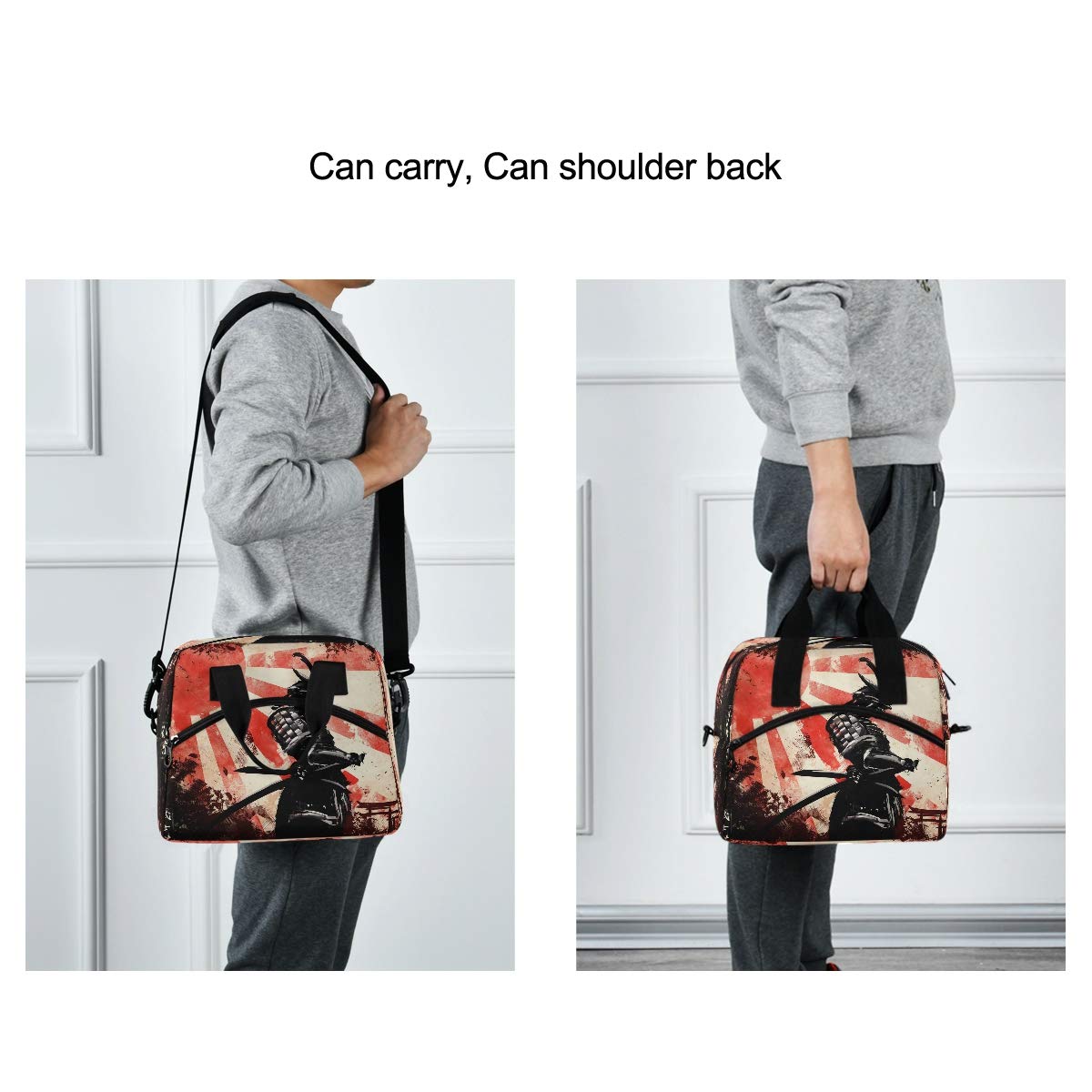 Japanese Samurai Red Sun Insulated Lunch Bag - Reusable Thermal Cooler Tote with Adjustable Shoulder Strap for Office, School & Outdoor Picnics | Perfect for Work Lunches, School Meals & Camping Trips