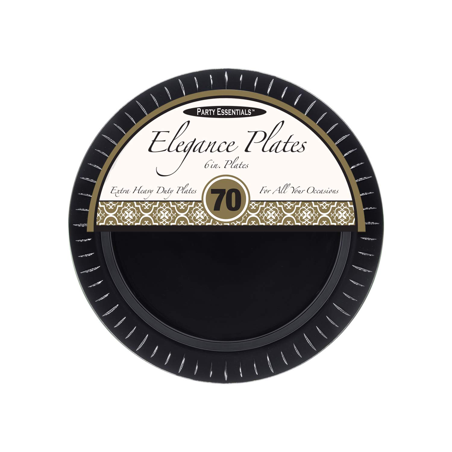 Black 6-Inch Disposable Party Plates - Bulk Pack of 50 for Birthday, Wedding & Holiday Celebrations - Elegant Tableware Essentials for Any Occasion