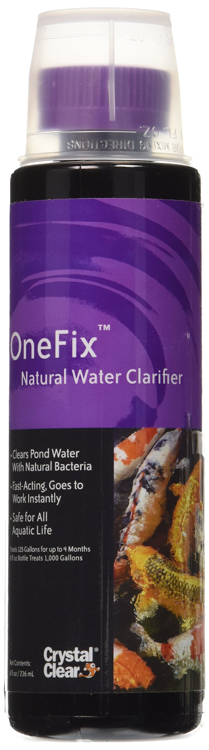 Airmax Ecosystems CC021-8 CrystalClear OneFix Pond Cleaner - 8 oz Water Treatment for Koi Ponds, Garden Ponds & Water Features - Removes Algae & Improves Water Clarity